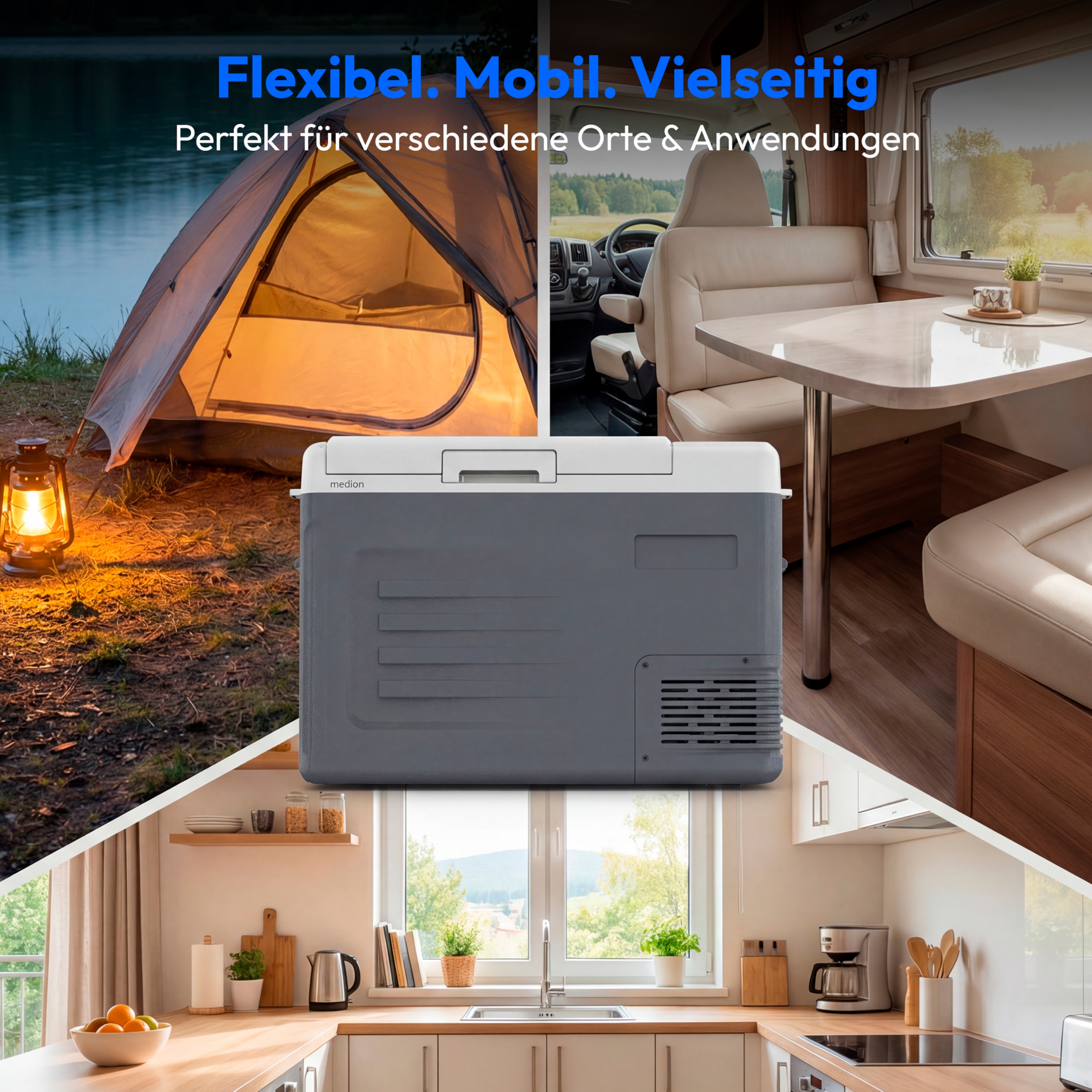 MEDION® MEDION LIFE Kompressor Kühlbox MD370027 CC28, 28 L, −20 °C bis +20 °C, Digitales Display, 12 V / 24 V / 230 V, LED-Innenbeleuchtung