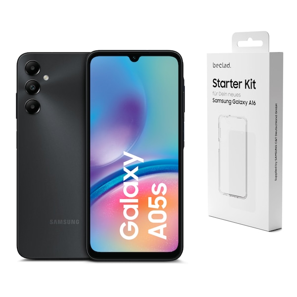 SAMSUNG Galaxy A05s, 64 GB, Black inkl. Beclad Zubehör Kit A05s