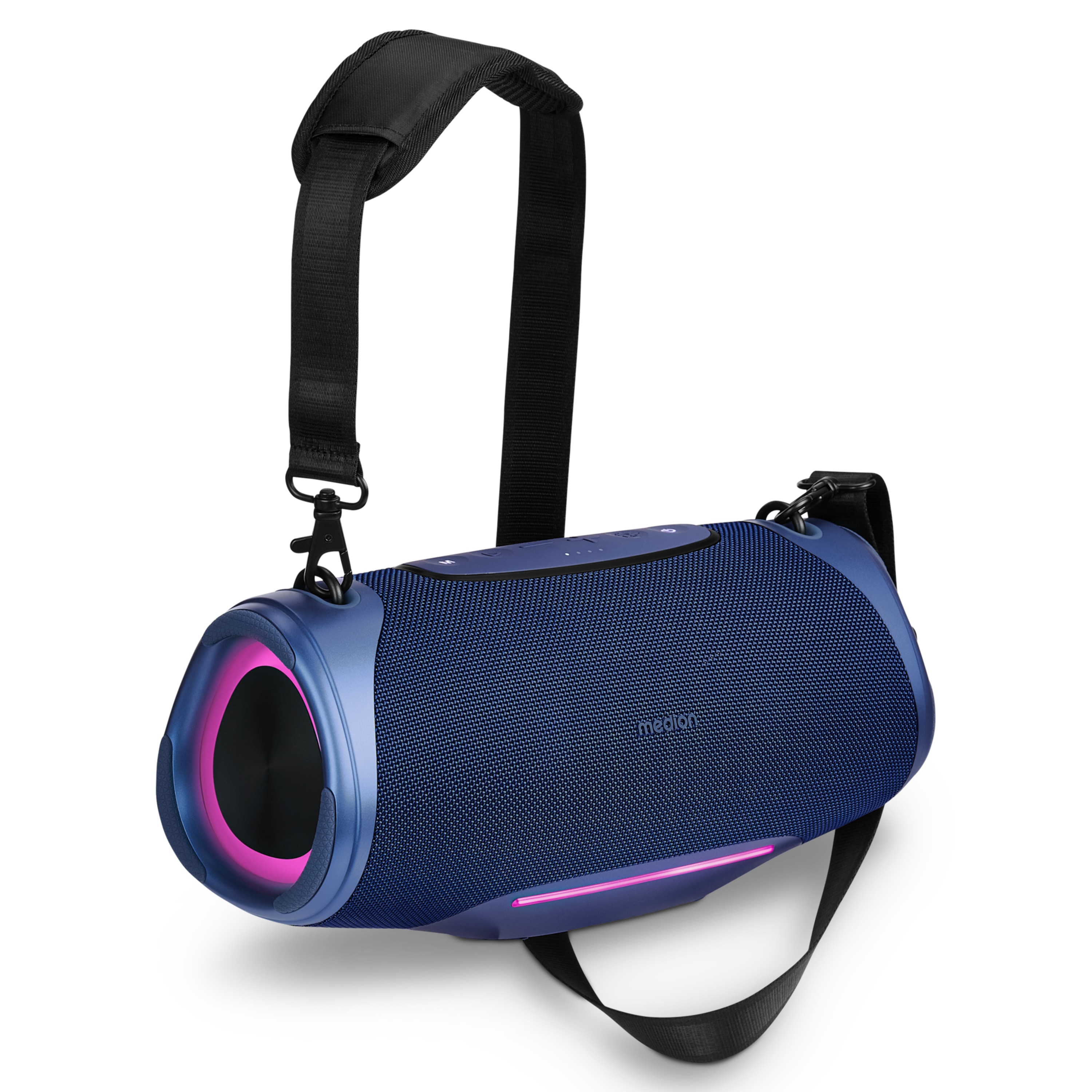 MEDION® LIFE® P61762 Tragbarer Bluetooth® Lautsprecher L, Dual Illuminated & Lightstrip (RGB-Lichteffekte), Bluetooth® 5.3, integrierter Akku mit bis zu 47 Stunden Laufzeit, robustes & mobiles Design, 2 x 25 W RMS