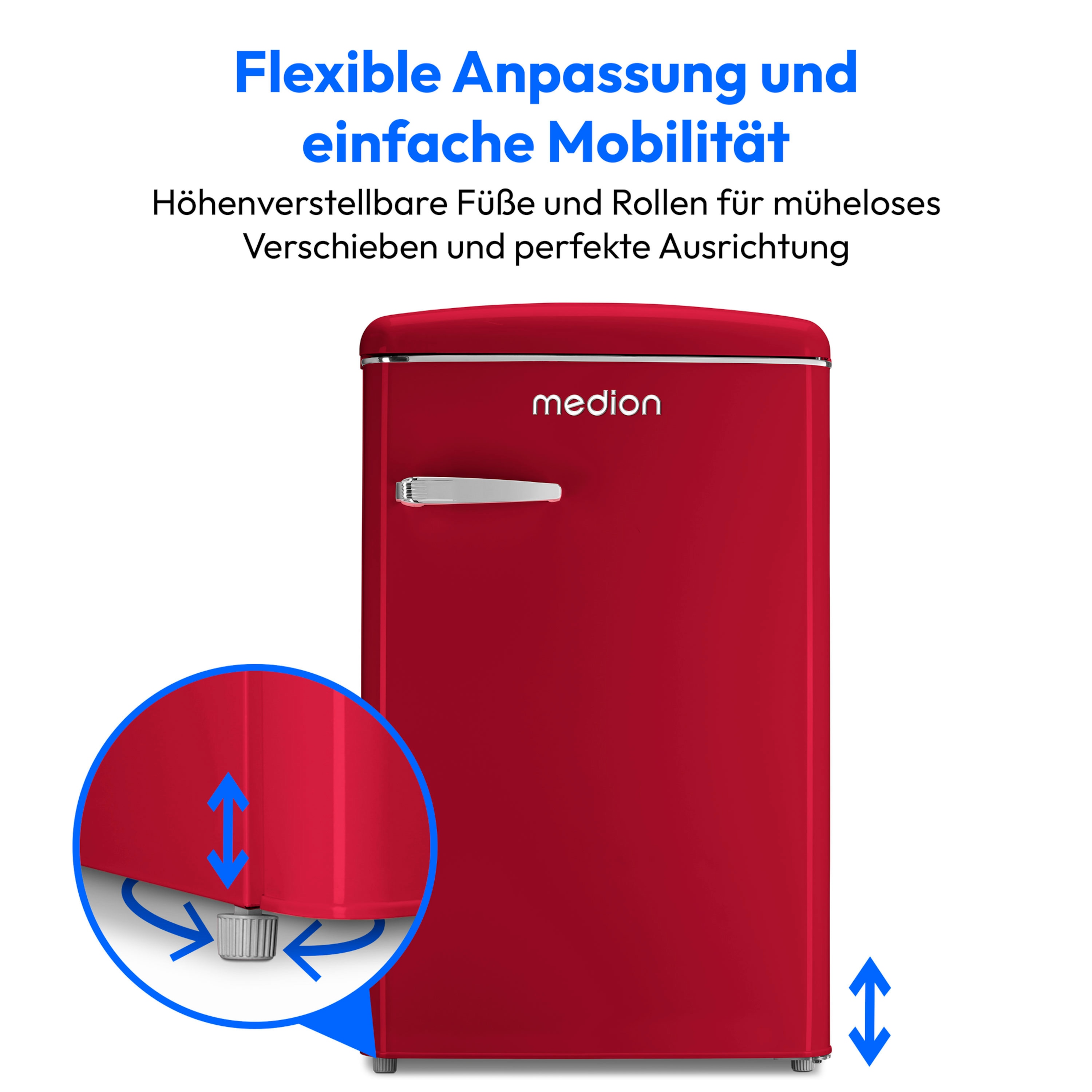 MEDION® LIFE® Kühlschrank mit Gefrierfach MD 37790, 108 L Gesamtnutzinhalt, 37 dB, höhenverstellbare Füße, Energieeffiziensklasse D