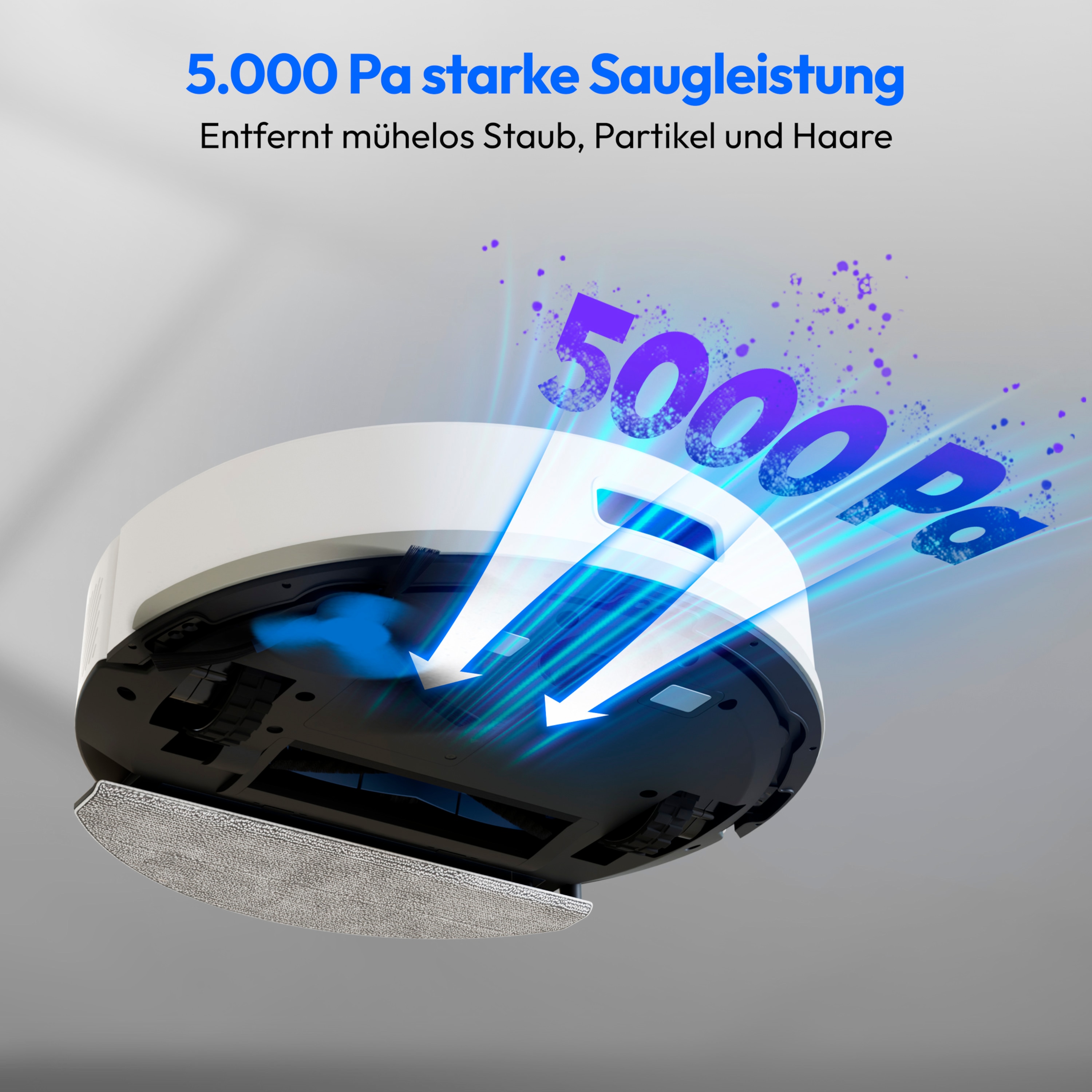 MEDION® Saugroboter mit Absaugstation X22 SW+ grau, Wischfunktion, Lasernavigation, 5.000 Pa Saugkraft, No Go & Go Bereiche, präzise Kartenerstellung, mehrere Etagen, App-Steuerung