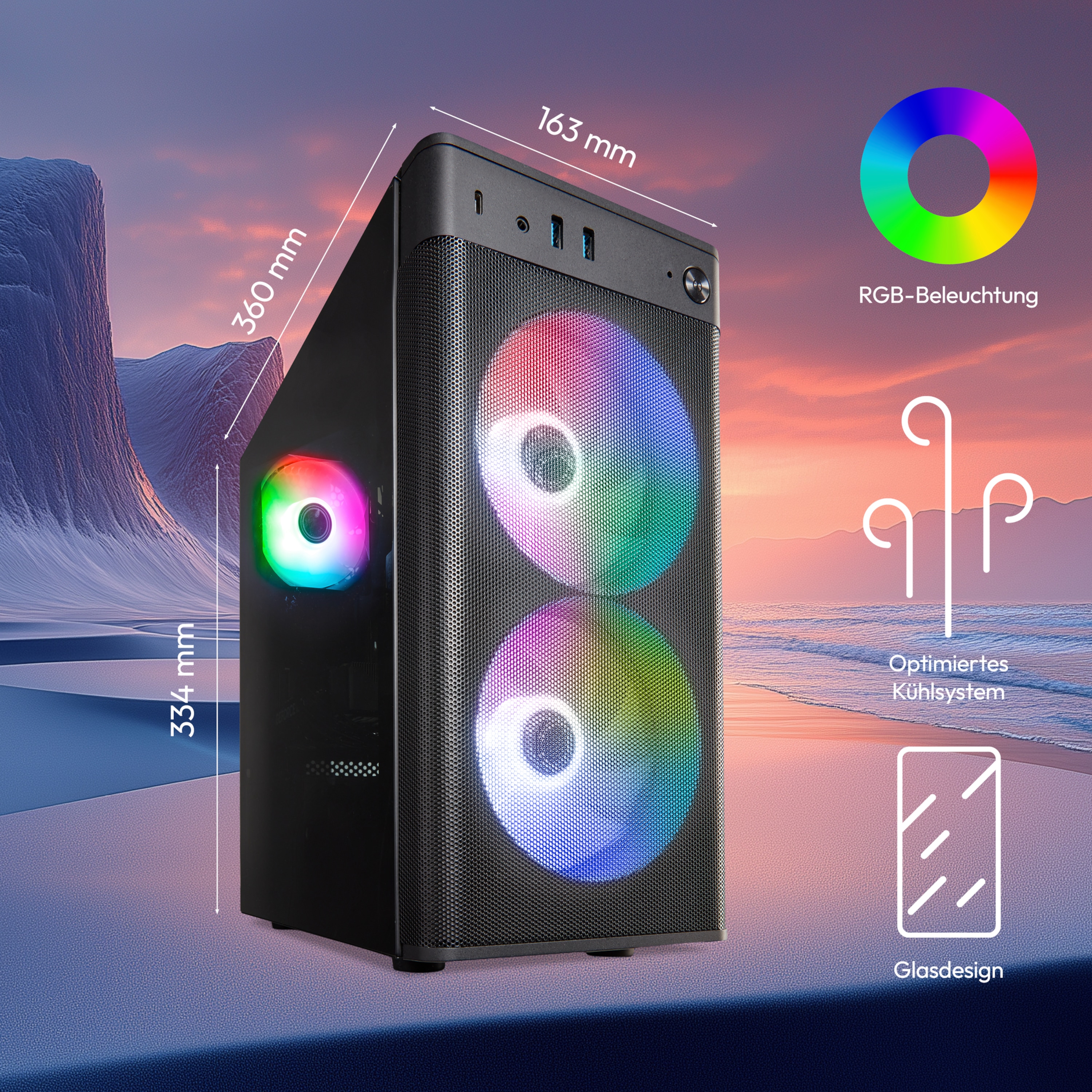 MEDION® ERAZER Recon P40 Core Gaming PC, Intel® Core™ i5-14400, Windows 11 Home, NVIDIA® GeForce RTX™ 5060, 1 TB SSD, 16 GB RAM