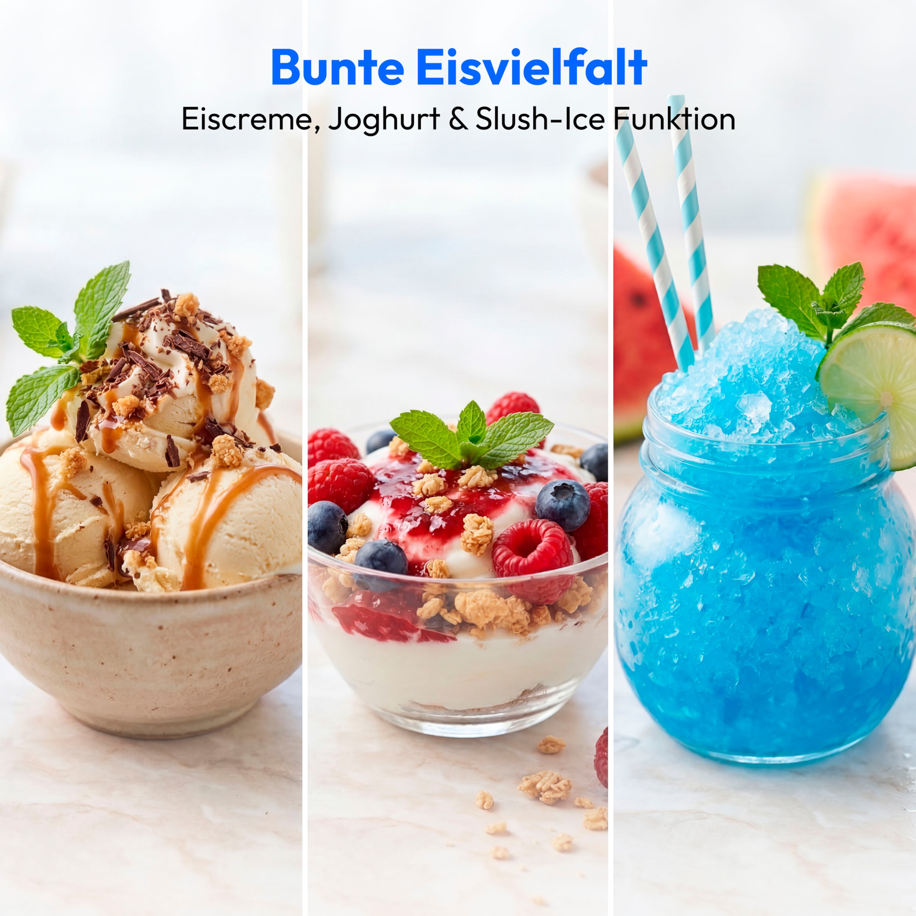 MEDION® LIFE Eismaschine MD 100087, Kapazität für 1,5 L Eis, kein Vorkühlen notwendig, LED-Display mit Sensor-Touch, mit Programmen für Eiscreme, Slush und Joghurt