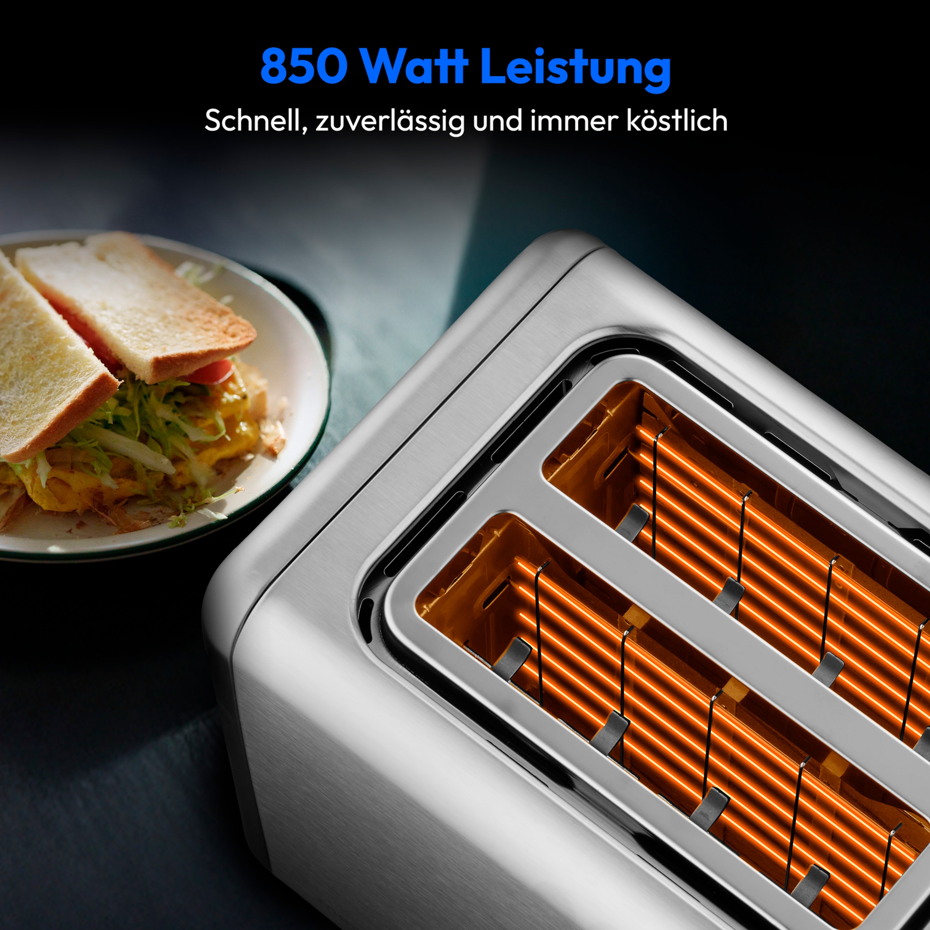 MEDION® MEDION LIFE Toaster MD12102, 2 Toastschlitze für zwei Toastscheiben, LED Sensor-Touch-Display für präzise Steuerung, 7 Bräunungsstufen und 5 Automatikprogramme