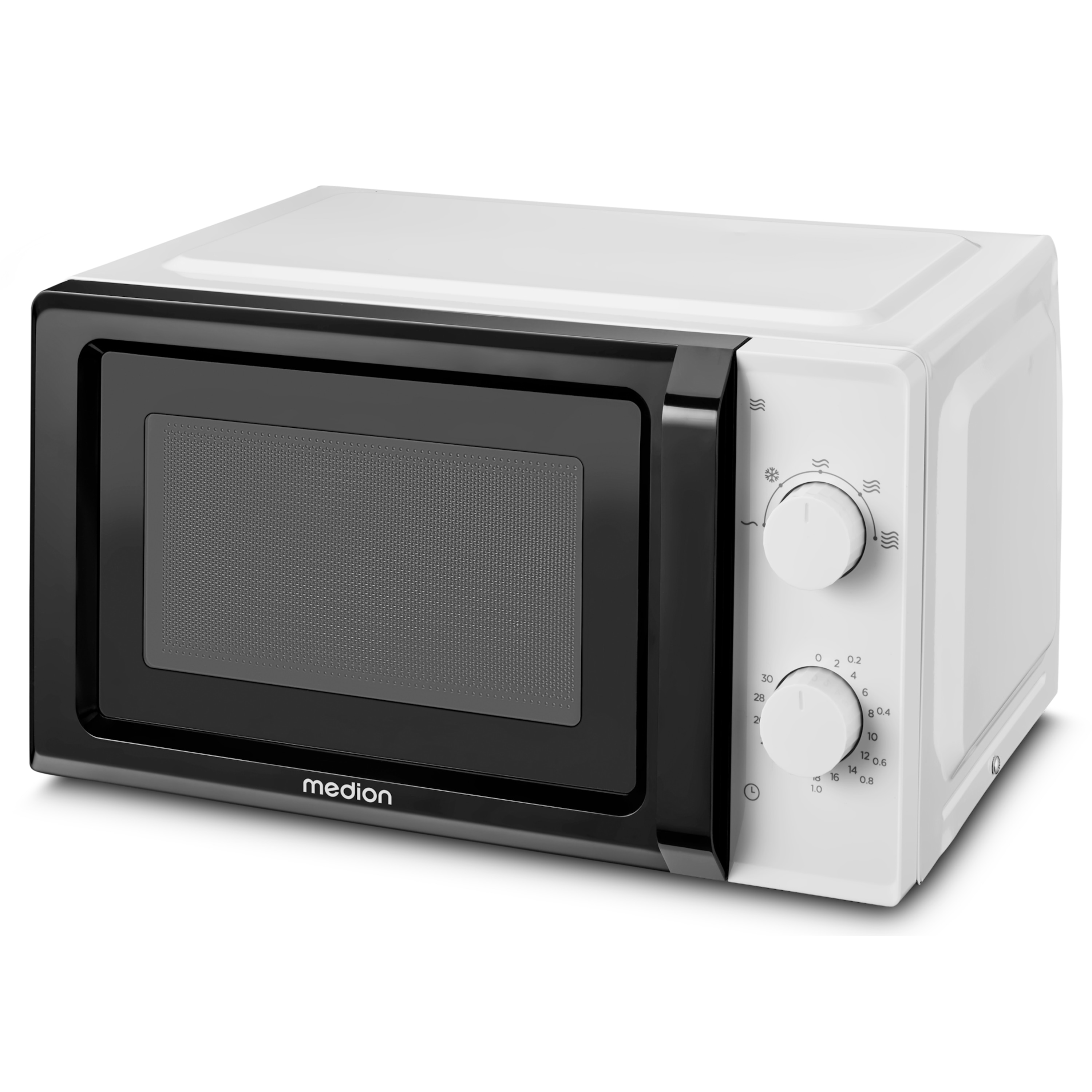 MEDION® LIFE® Mikrowelle MD 11475, 700 W Leistung, 20 L kompakt, 5 Mikrowellenstufen, Auftaufunktion, Timerfunktion