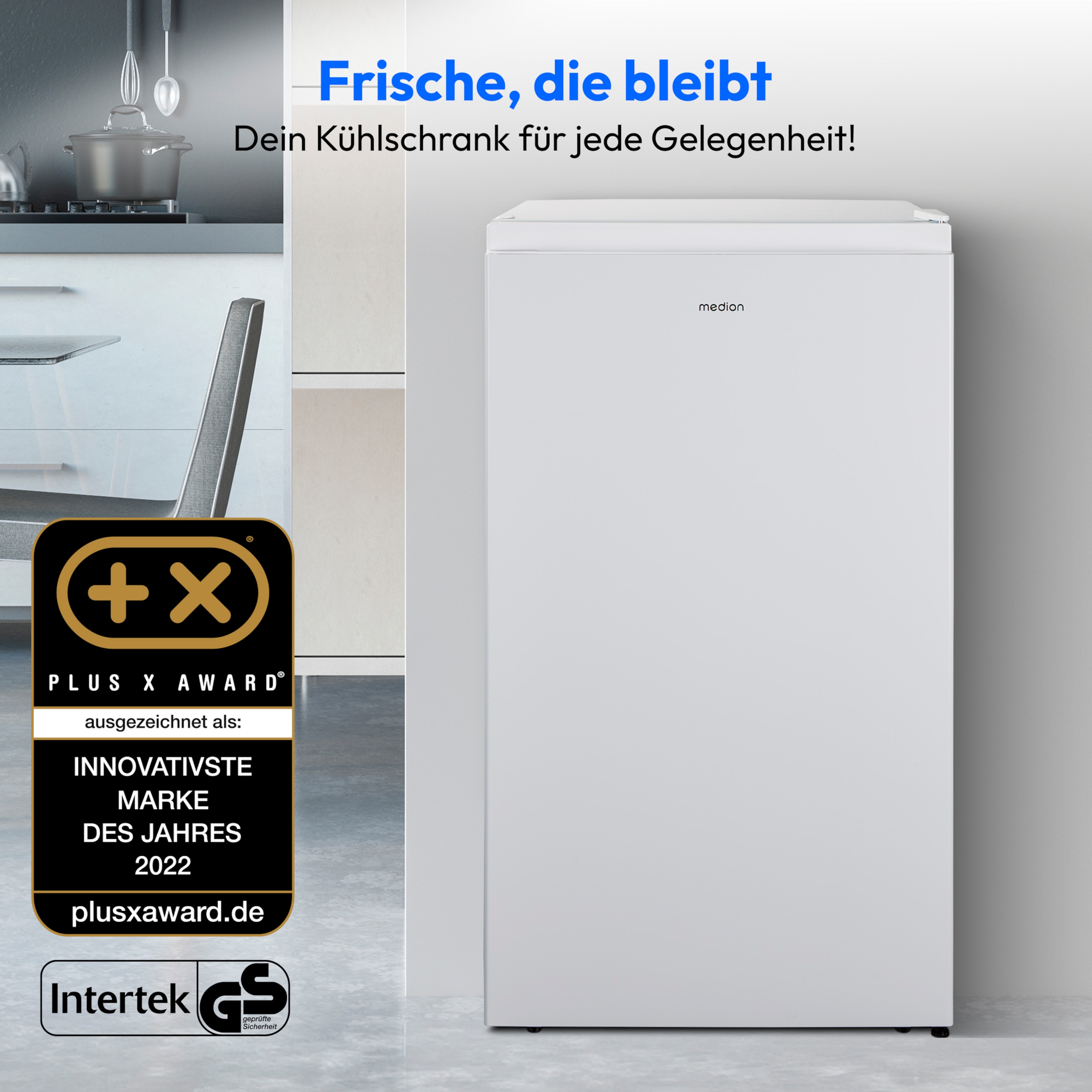 MEDION® LIFE® Kühlschrank MD 37767, 92 L Nutzinhalt, 40 dB, Stufenlose Temperaturreglung, Höhenverstellbare Füße, Energieeffizienzsklasse E