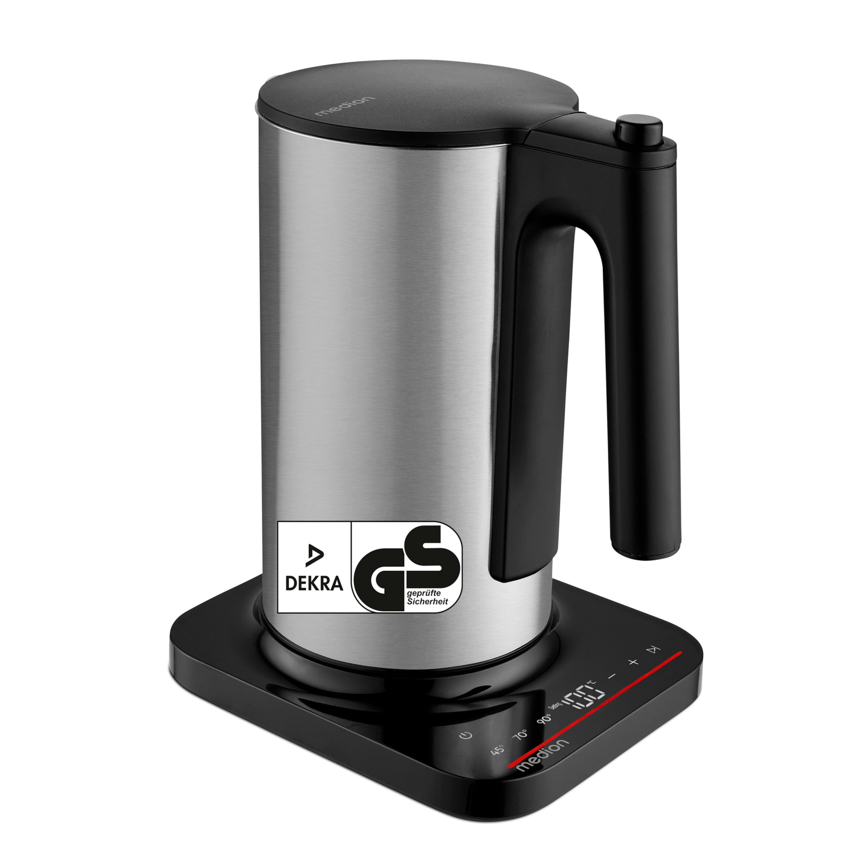 MEDION® LIFE Digitaler Wasserkocher MD12106, 2.200 Watt Leistung, 1,5 Liter Kapazität, LED-Display, LED-leuchtbalken, automatische Programme, Kindersicherung