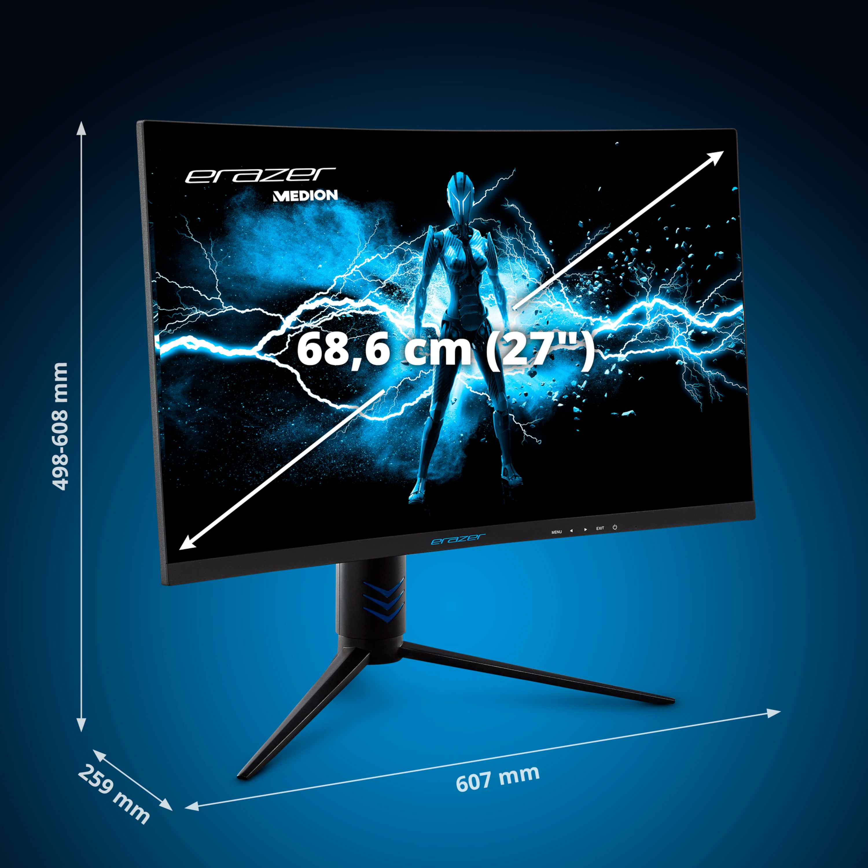 MEDION® ERAZER® Spectator X30 (MD 21240), Curved Widescreen Monitor, 68,6 cm (27''), QHD Display, 240 Hz, HDMI® Anschluss und DisplayPort
