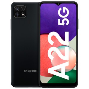 SAMSUNG Galaxy A22 5G 64 GB, grau, inklusive Magnetic Ring Holder, Displayschutz und Soft Cover