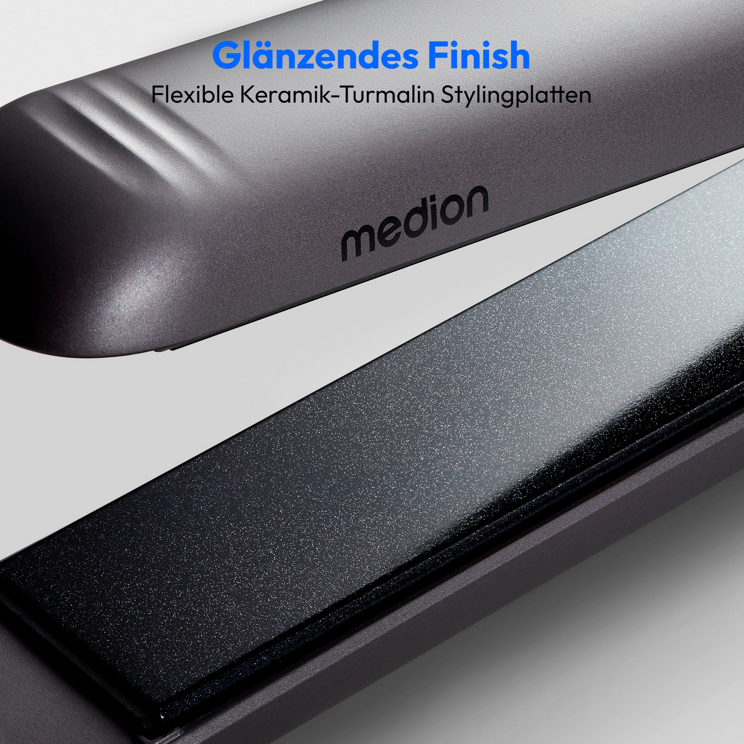MEDION® LIFE HS1 Glätteisen, flexible Keramik-/Turmalin Heizplatten mit Temperatursensor, Display mit Temperaturanzeige, 5 regelbare Hitzestufen (165° - 210°)
