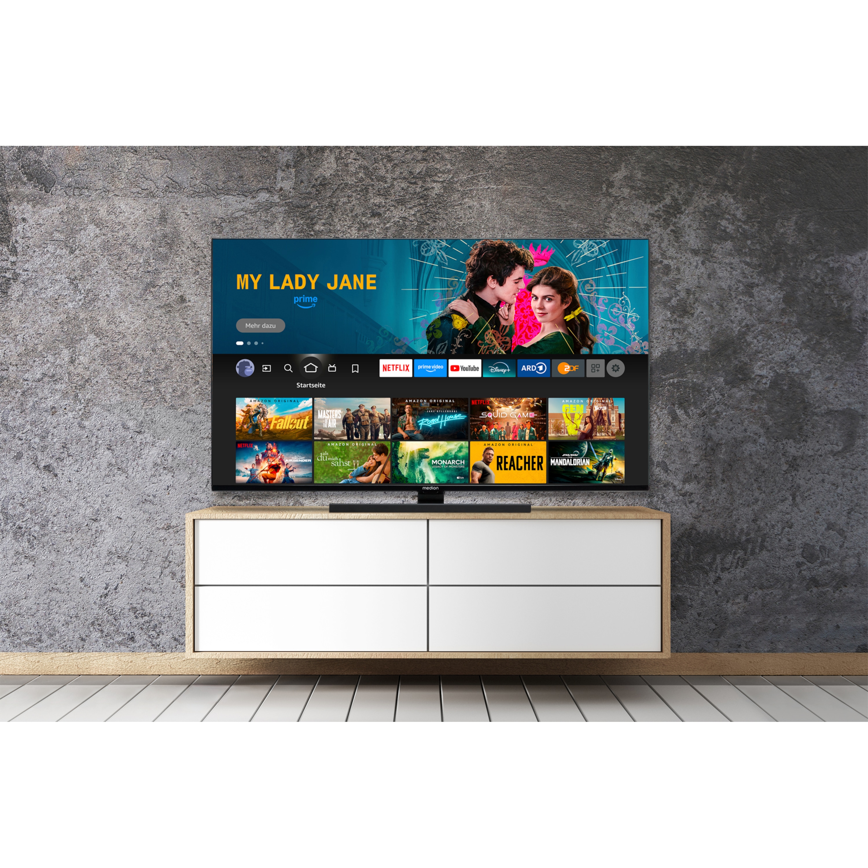 MEDION® LIFE® X14332 (MD 31410) QLED Fire TV, 108 cm (43'') Ultra HD Display, HDR, Dolby Vision®, Micro Dimming, MEMC, Netflix, Amazon Prime Video, Bluetooth®, DTS HD, DTS Virtual X, Dolby Atmos®, HD Triple Tuner, CI+