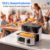 MEDION® LIFE® P25 XXL Flex M Heißluftfritteuse MD100057 weiß, 100 Rezepte in der Life+ App, 2 separate Garzonen, 10 Automatikprogramme, 10,8 L Gesamt-Nutzinhalt, 3.040 Watt, Temperatur einstellbar bis 200 °C