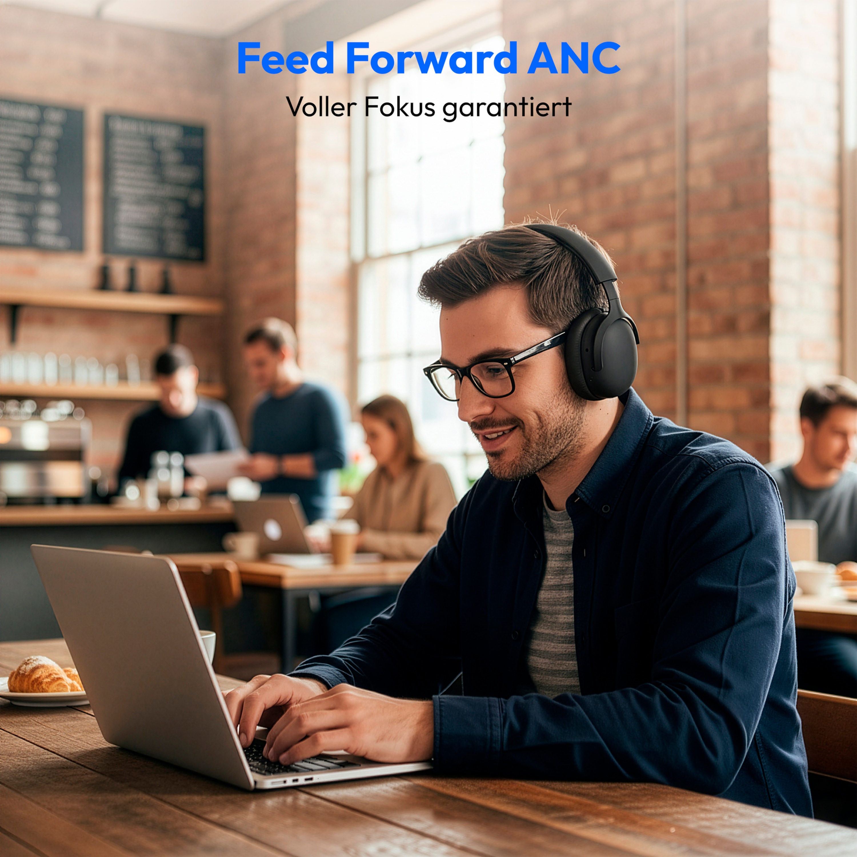 MEDION® Over Ear-Kopfhörer LIFE HX-1 Plus schwarz, bis zu 100 Stunden Akkulaufzeit, 5 EQ-Presets + 1 App-Preset, Feed Forward Noise Cancelling, Bluetooth® 6.0 wireless technology, IPX4 Spritzwasserschutz