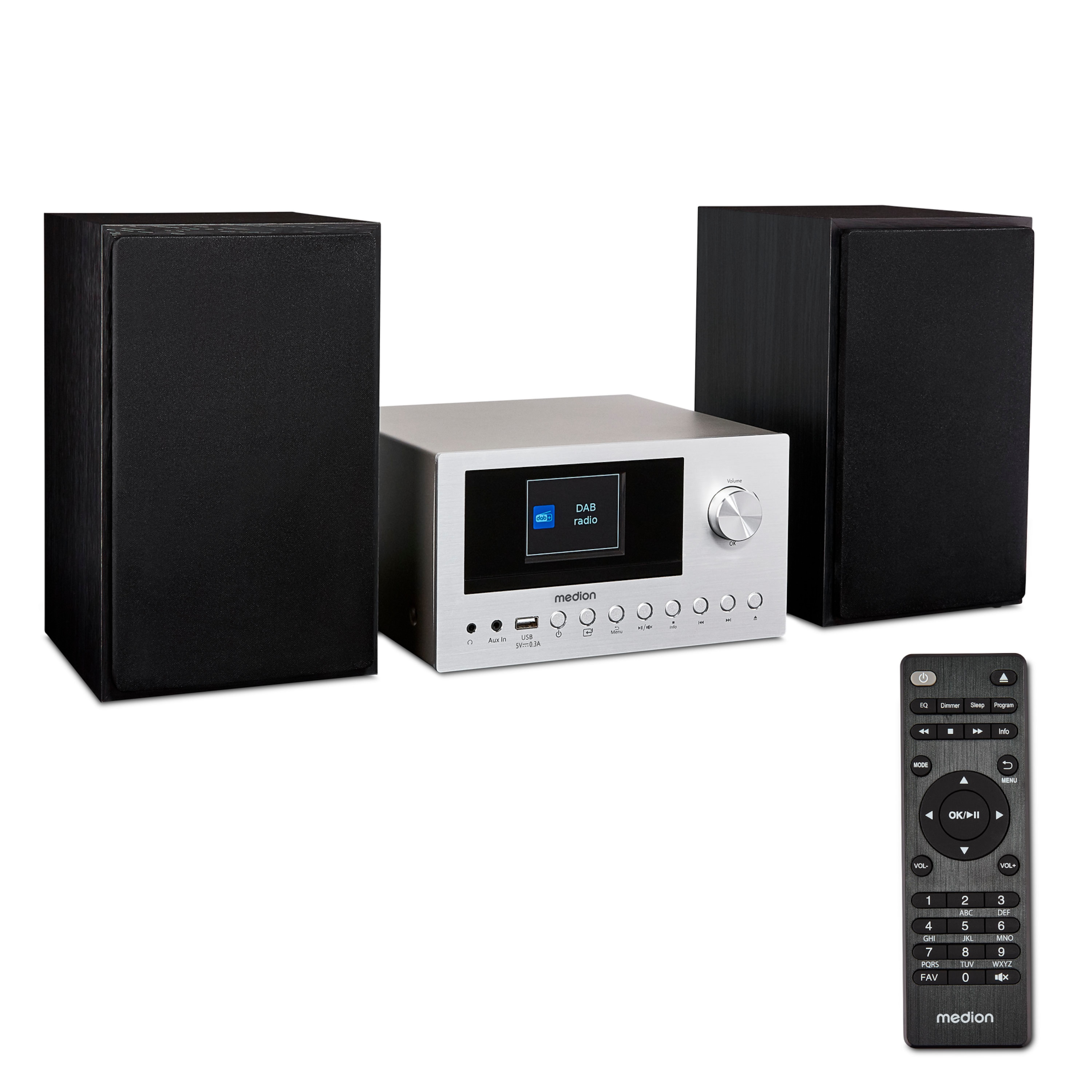 MEDION LIFE P85003 Micro-Audio-System, Internet/DAB+/PLL-UKW Stereo-Radio mit je 40 Senderspeichern, 2,8'' TFT-Farbdisplay, Bluetooth 5.0, CD-Player,