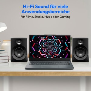 MEDION® LIFE P61925 Regallautsprecher, aktiver & passiver Lautsprecher, 2-Wege-System, Bluetooth® 5.0, Stereo-Sound mit integriertem Hochtöner und Subwoofer, 2 x 50 W RMS