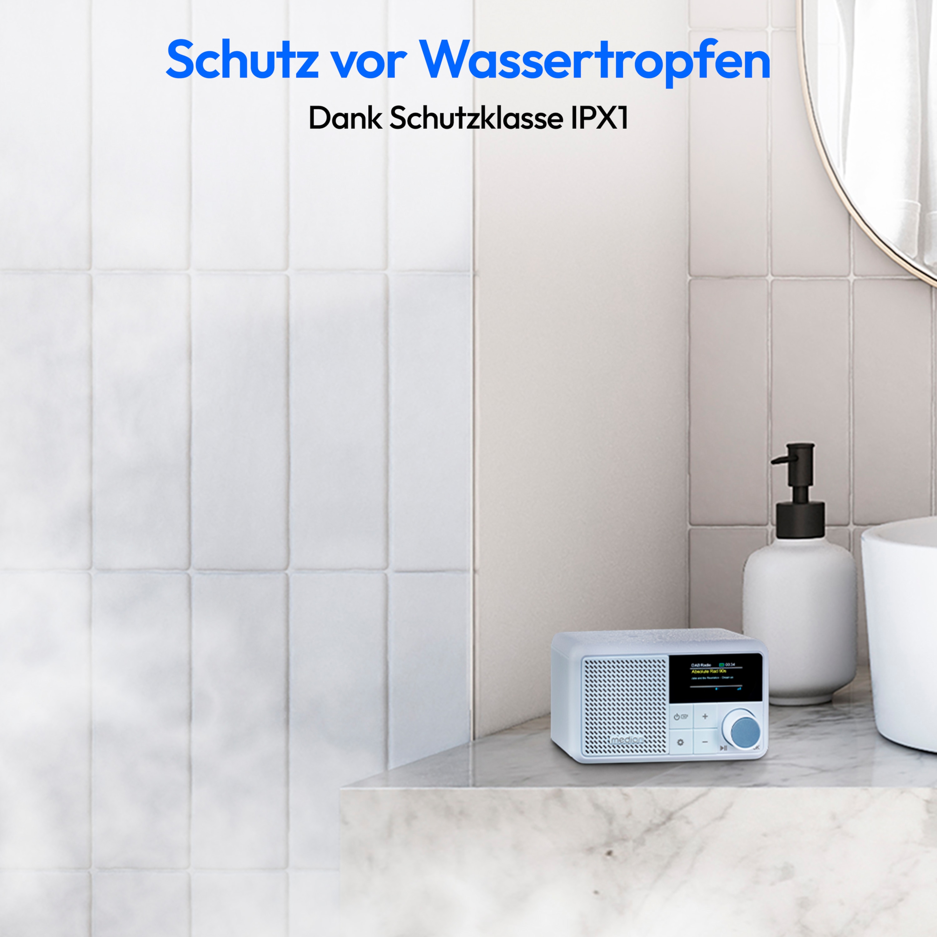 MEDION® LIFE® S66822 Tragbares DAB+ Radio, Farb-TFT Display 3,73 cm (1,47''), DAB+/UKW-Radio (je 40 Senderspeicher), Bluetooth® 5.3, integrierter Akku, extra kompakt, 2 W RMS