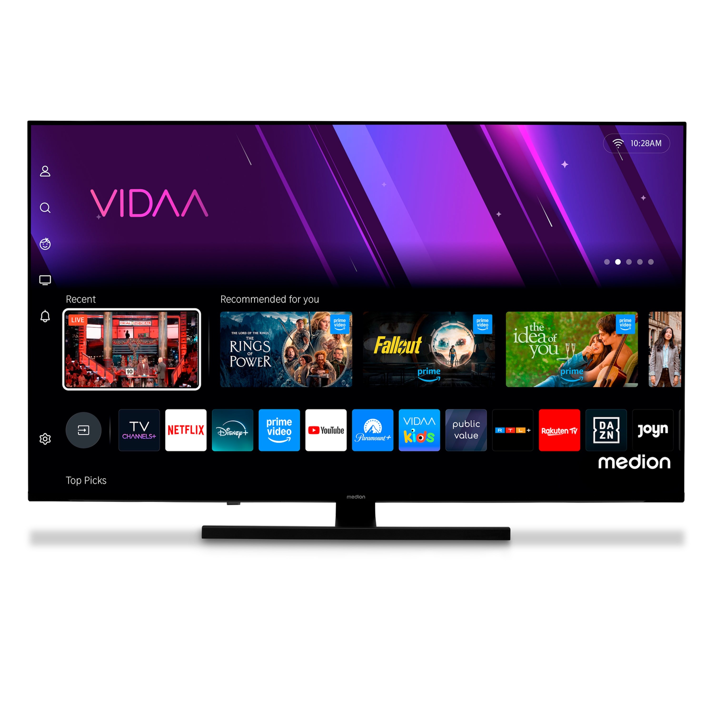 MEDION® LIFE X8552504 (MD 855600) QLED Smart-TV, 138,8 cm (55'') Ultra HD Display, HDR, Dolby Vision®, MEMC, PVR ready, VIDAA App Store, NETFLIX, Disney+, Paramount+ & Amazon Prime Video App, Bluetooth®, DTS X, Dolby Atmos®, HD Triple Tuner
