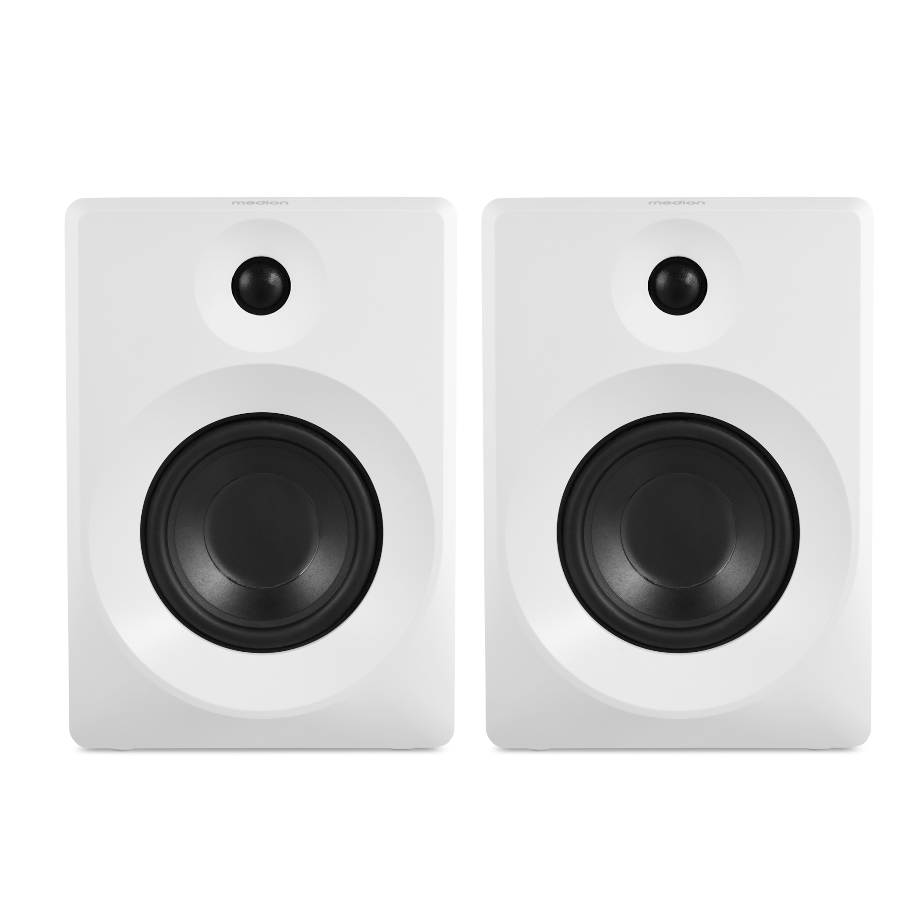 MEDION® LIFE® P61925 Regallautsprecher, aktiver & passiver Lautsprecher, 2-Wege-System, Bluetooth® 5.0, Stereo-Sound mit integriertem Hochtöner und Subwoofer, 2 x 50 W RMS
