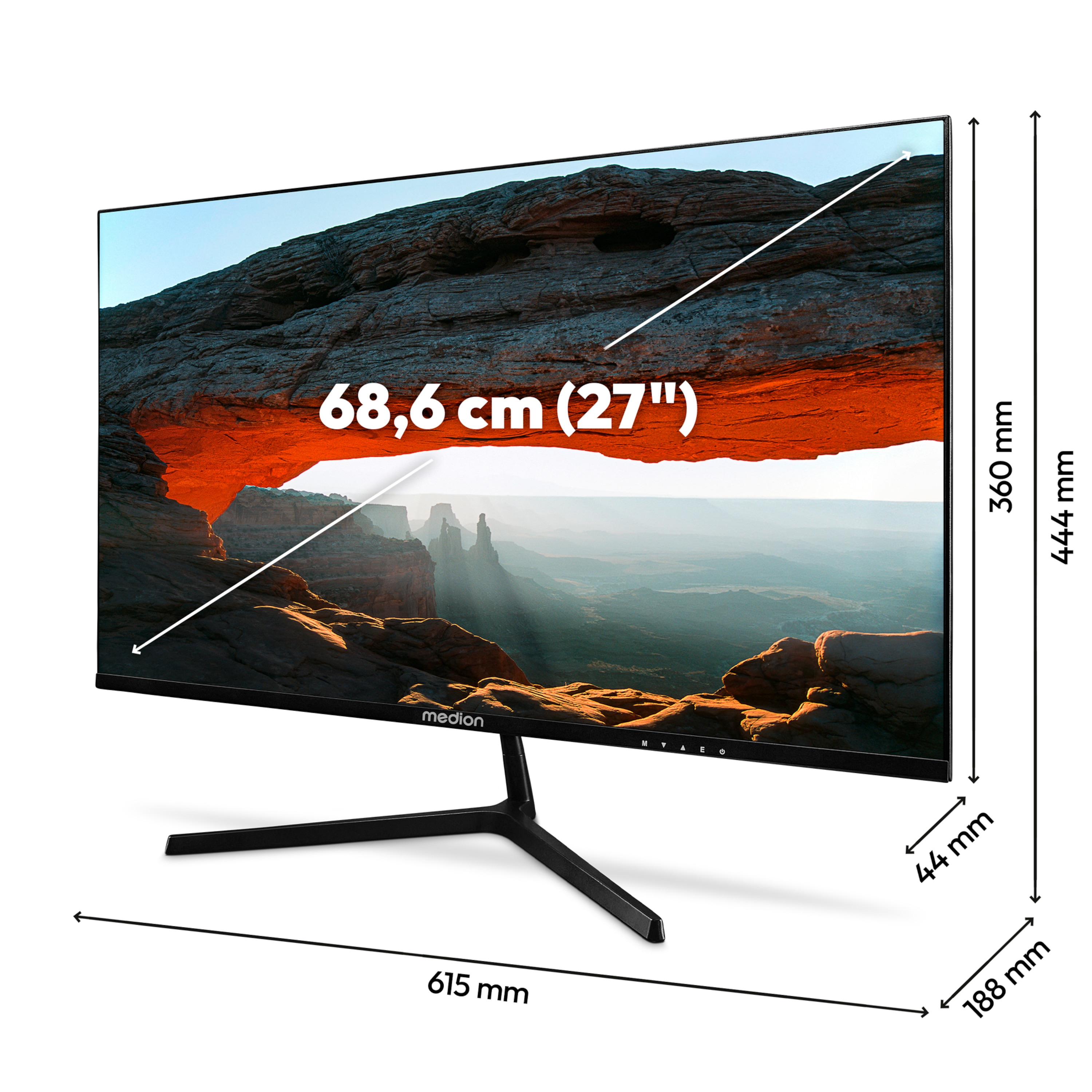 MEDION® AKOYA® P52726 (MD 20154) Widescreen Monitor, 68,6 cm (27''), Full HD Display, HDR10, HDMI und rahmenloses Design