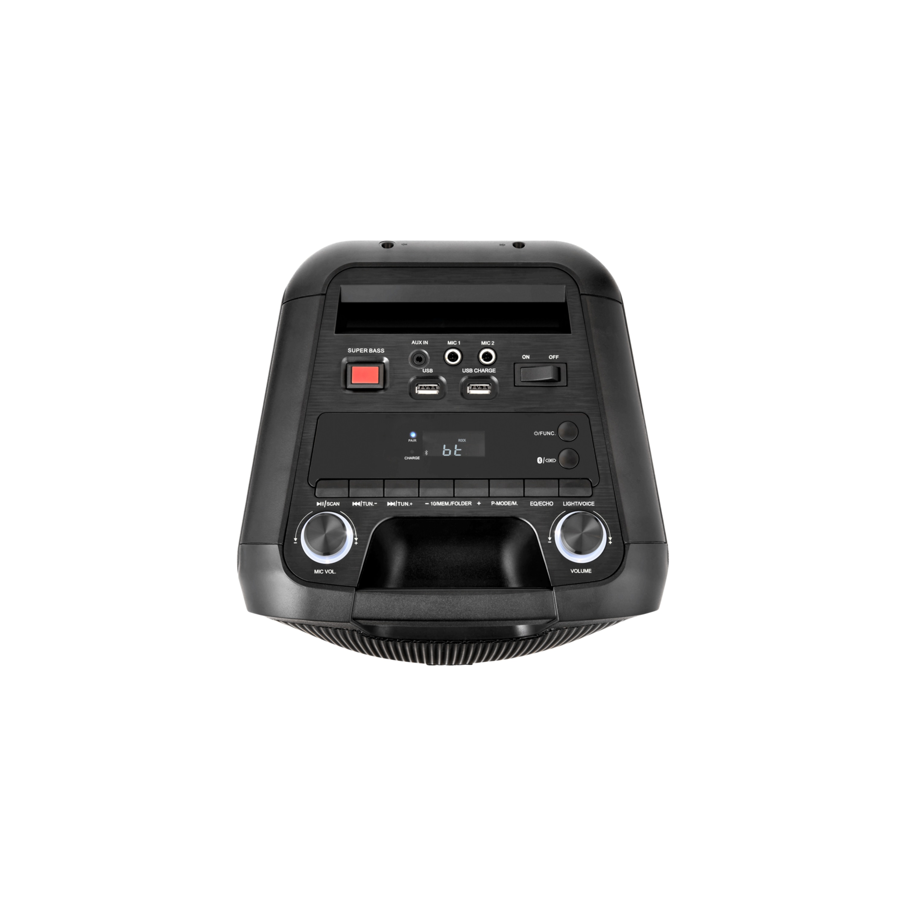MEDION® LIFE® PE-1 Pure Partylautsprecher, PLL-UKW Radio, Bluetooth® 5.4, satter Sound, verschiedene Lichteffekte, X-Bass Bassanhebung, inkl. Mikrofon, 2 x 25 W RMS Ausgangsleistung