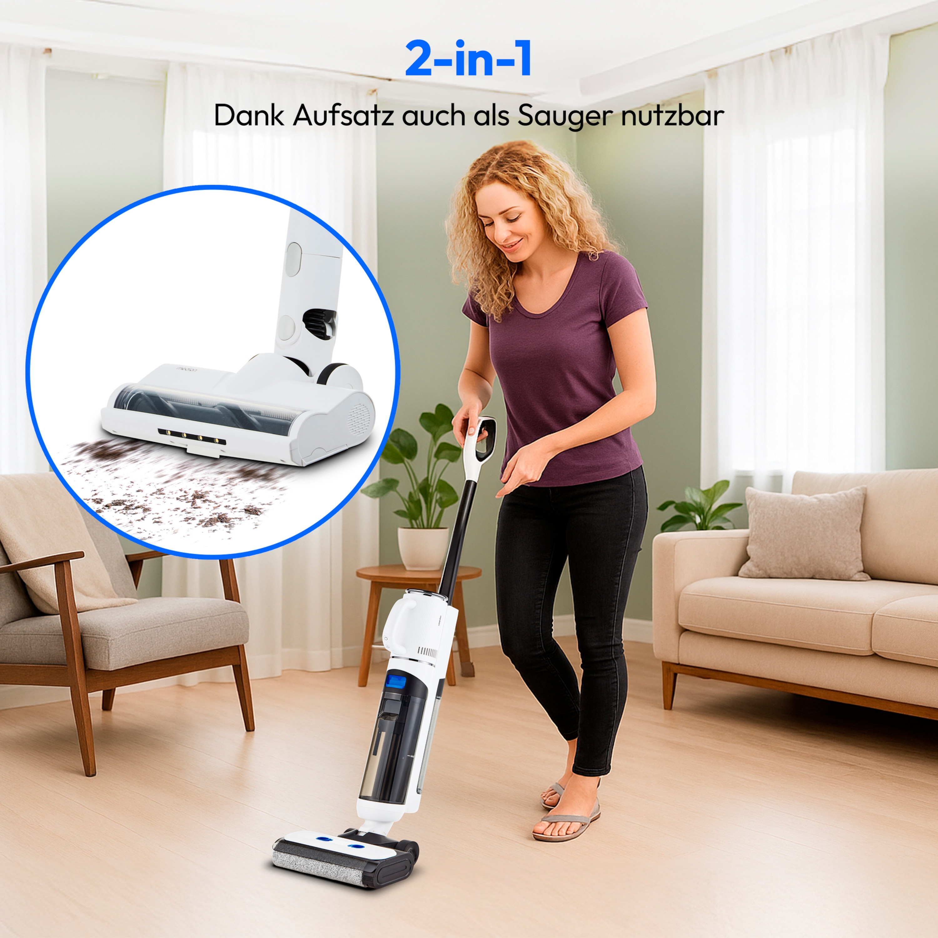 MEDION® LIFE H30 2in1 Nass Trockensauger, getrennter Frischwasser- und Schmutzwassertank, Selbstreinigungs- und Trocknungsfunktion, LED-Display, geeignet für alle Hartböden