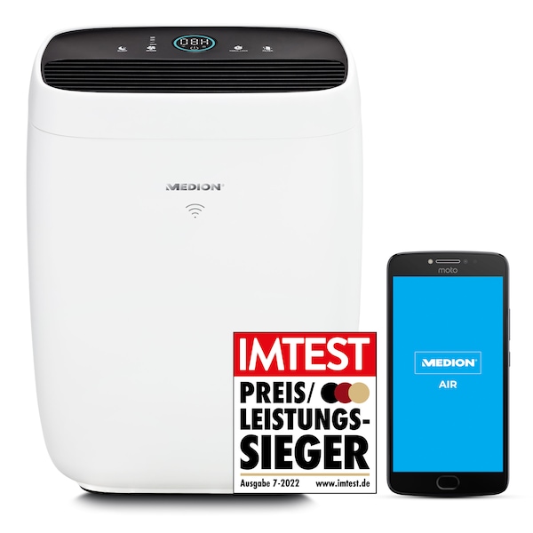 MEDION Luchtreiniger MD 10378 | App bediening | Vermindert allergische reacties bijv. hooikoorts | HEPA-filter | Luchtkwaliteit weergave | Timerfuncti