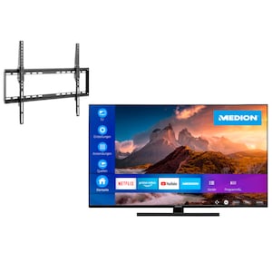 MEDION® LIFE® X15040 (MD 30606) QLED Smart-TV, 125,7 cm (50'') Ultra HD Display inkl. Wandhalterung Tilt Basic - ARTIKELSET