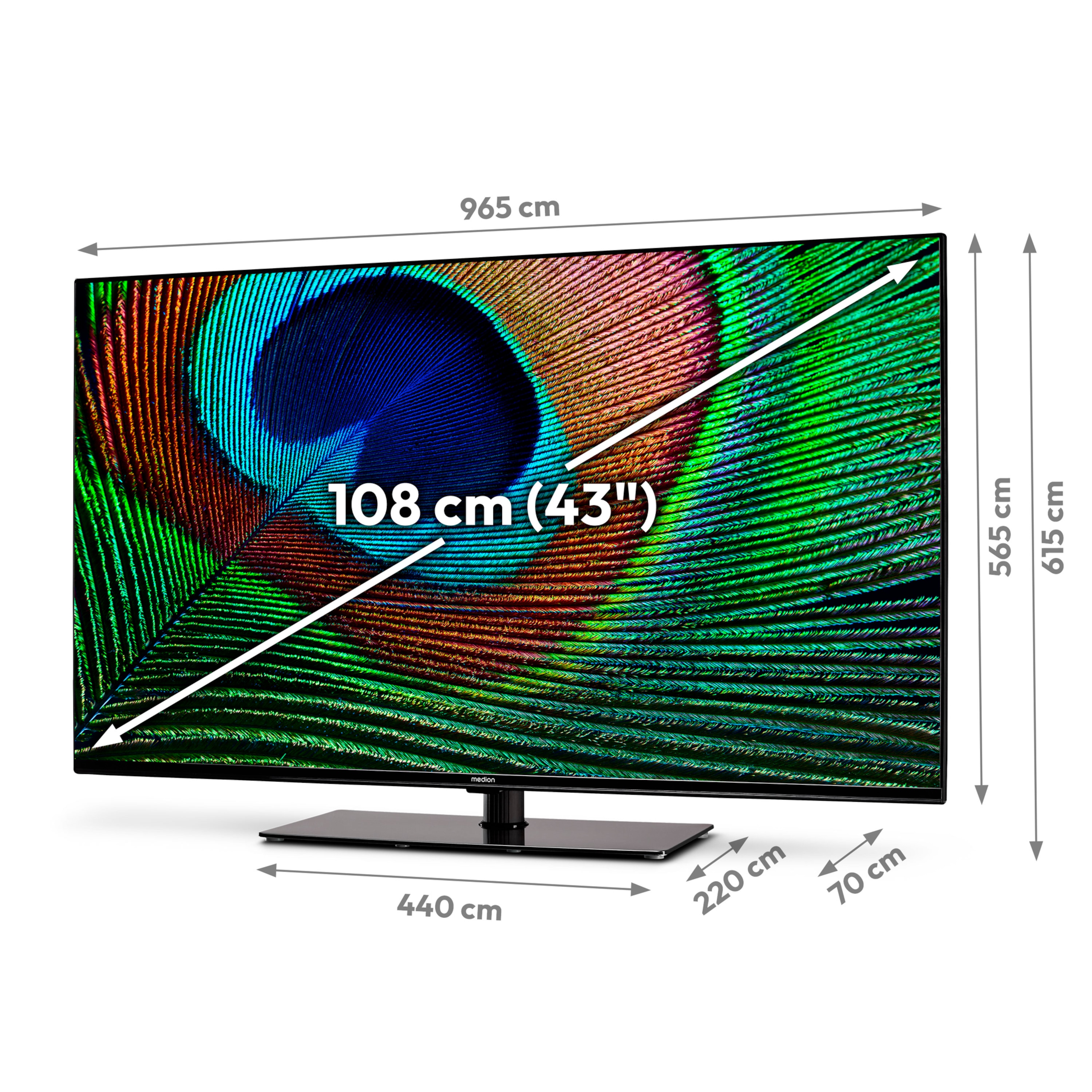 MEDION® LIFE X14316 (MD30880) Android TV™, 108 cm (43'') Ultra HD Smart-TV, HDR, Dolby Vision®, Micro Dimming, PVR ready, Netflix, Amazon Prime Video, Bluetooth®, Dolby Atmos, DTS Virtual X, DTS X, HD Triple Tuner, CI+
