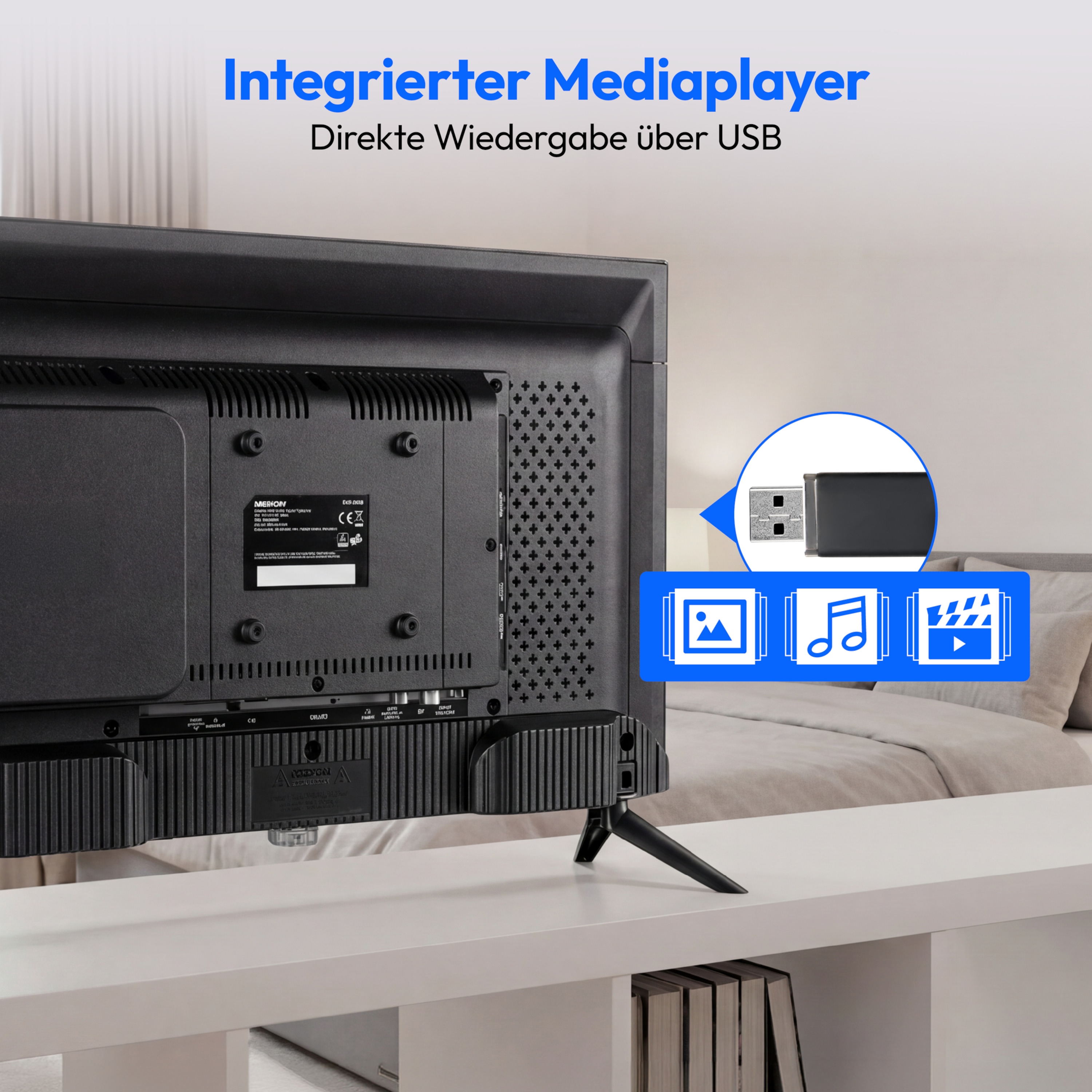 MEDION® LIFE MD 824000 TV, 59,9 cm (24''), Full HD, HD Triple Tuner, integrierter Mediaplayer, CI+ Schnittstelle
