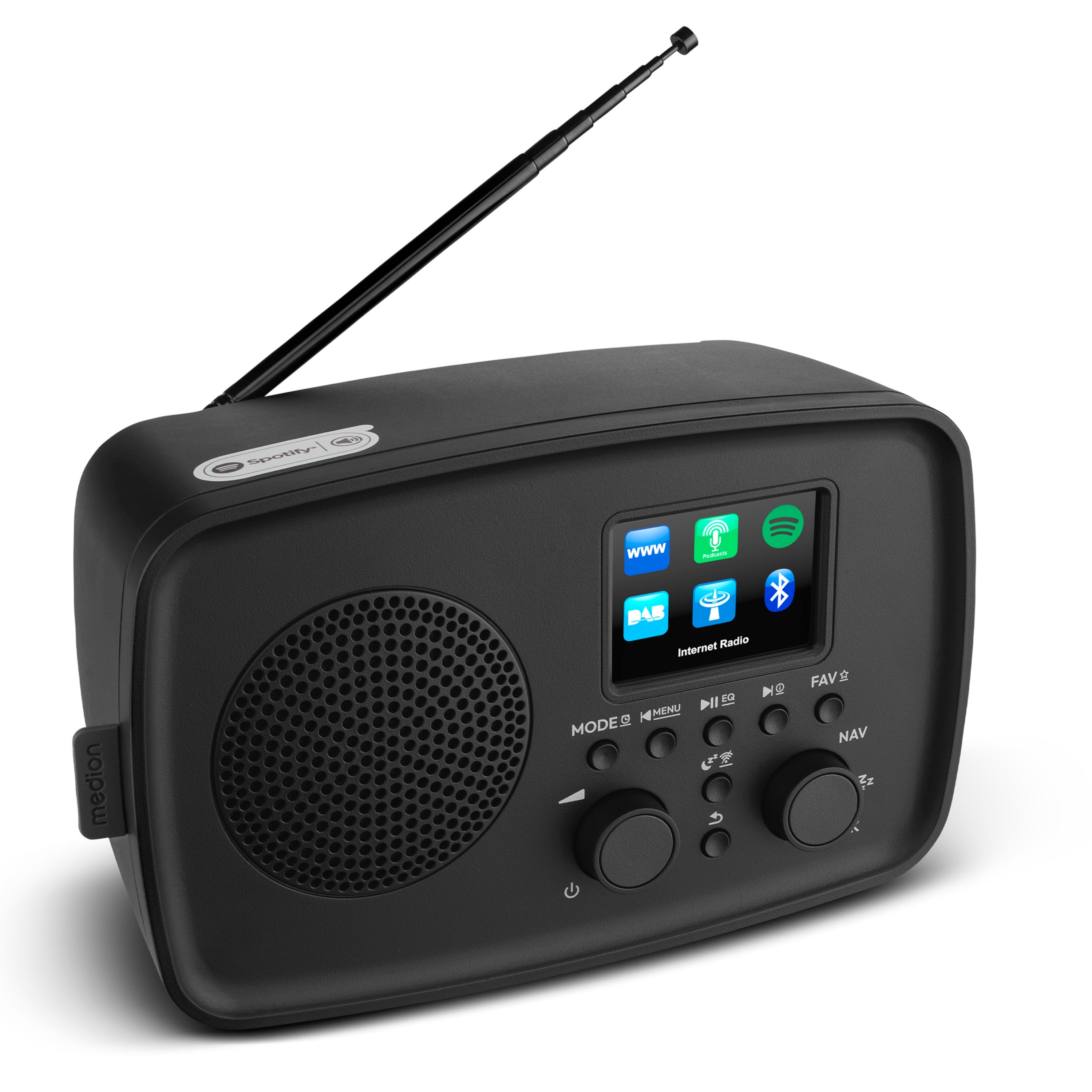 MEDION® MEDION LIFE Internetradio IRE-1 (MD89318), Empfang von über 40.000 Sendern & 20.000 Podcasts, 5 Watt (RMS), Bluetooth® 5.2 wireless technology, 2,4" (6,1 cm) TFT-Farbdisplay