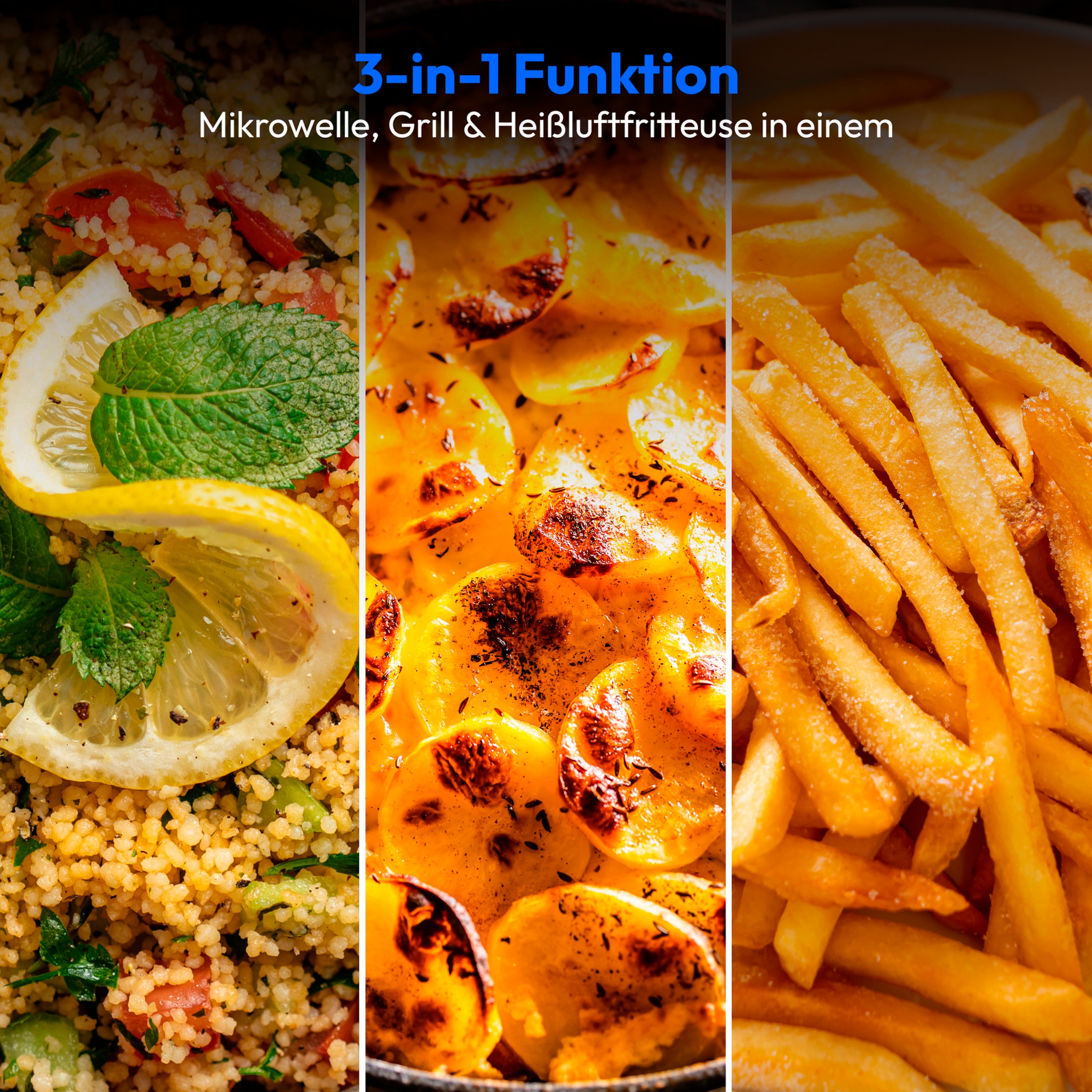 MEDION® LIFE® 3-in-1 Mikrowelle MD 12231, 900 W Leistung, Grill- und Heißluftfunktion, 25 L kompakt, 10 Leistungsstufen, Auftaufunktion, Timerfunktion