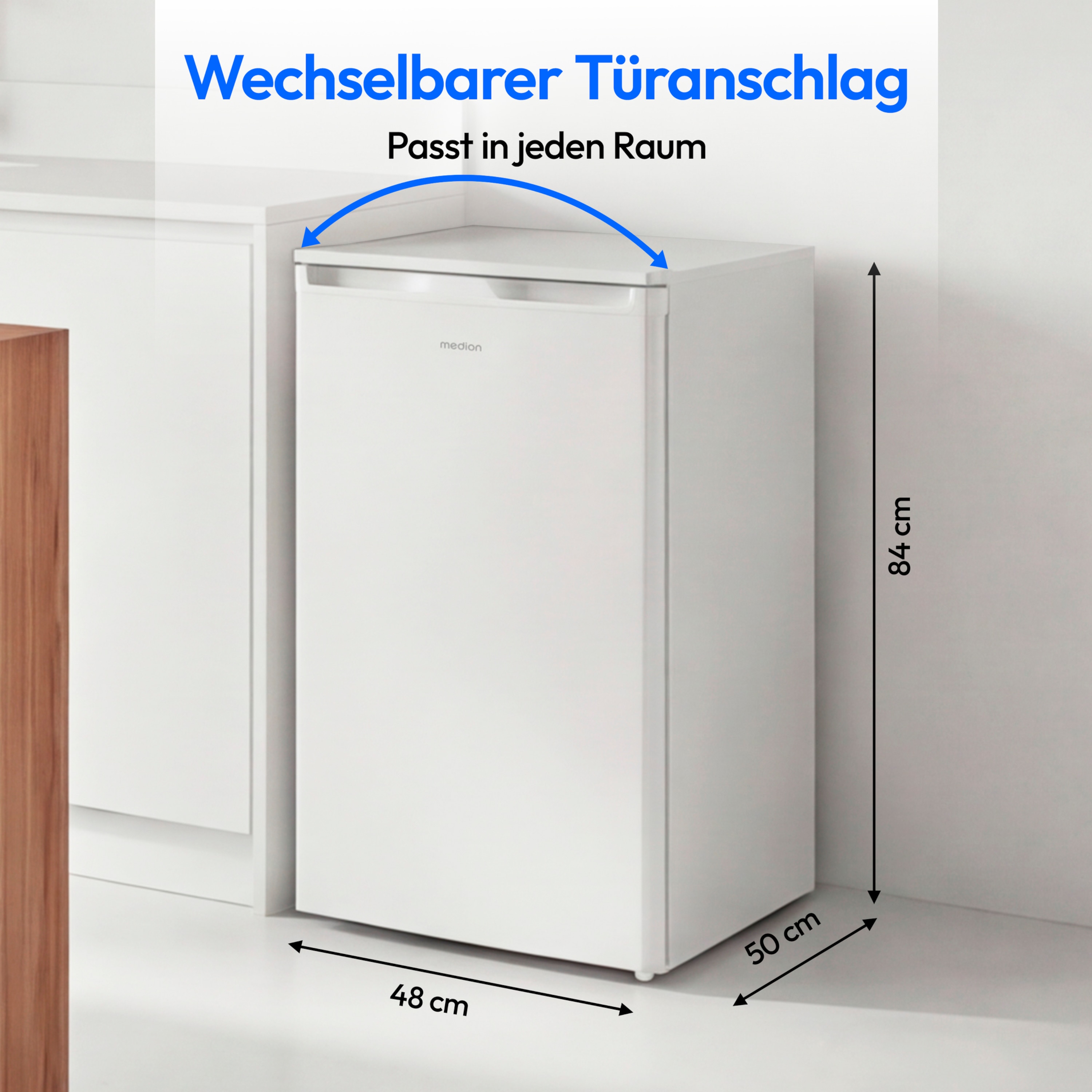 MEDION® LIFE Gefrierschrank MD 370031 weiß, 64 l Volumen, stufenlose Temperatureinstellung, wechselbarer Türanschlag, 3 Schubladen