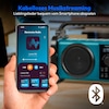 MEDION® LIFE® E66877 Baustellenradio, DAB+/PLL-UKW Radio, Dot Matrix LC-Display, Bluetooth® 5.0, spritzwassergeschützt (IP44), robustes Gehäuse, LED-Arbeitslicht, integrierter Akku, 5 W RMS