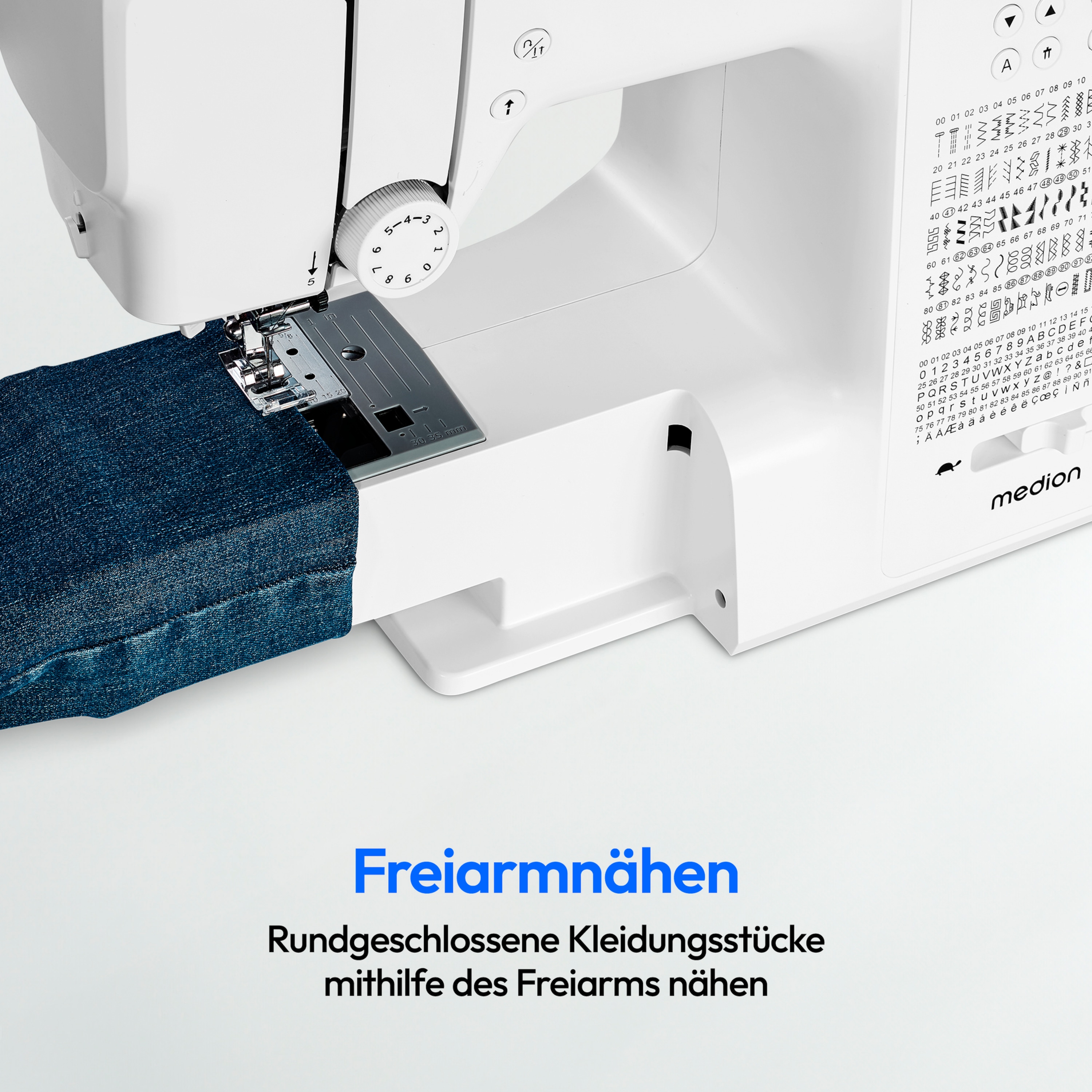 MEDION® LIFE® Digitale Nähmaschine SD36 (MD11881), einstellbare Stichlänge und Stichbreite, 270 Stichmuster, Integriertes Zubehörfach, 36 Watt Motorleistung