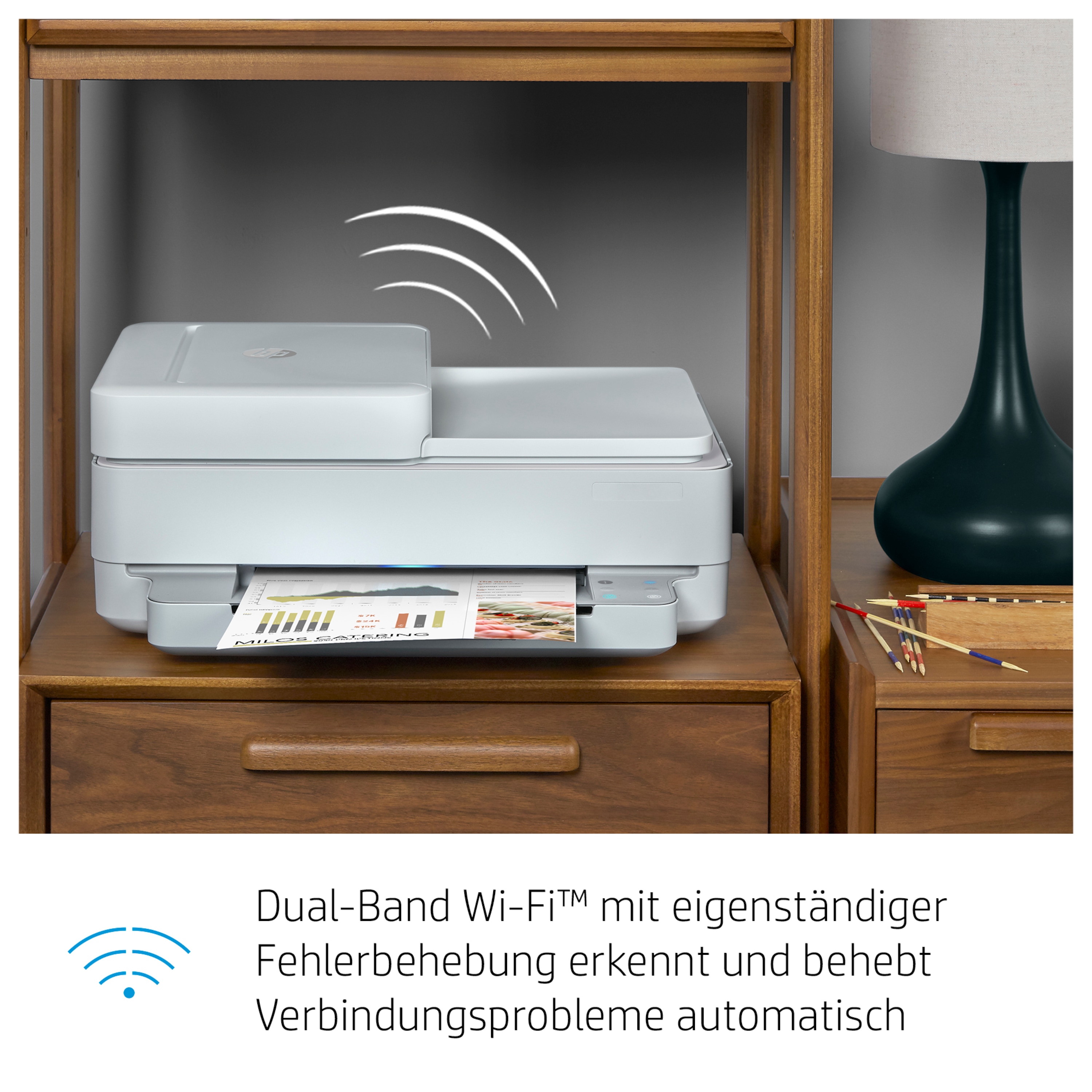 HP ENVY 6430e All-in-One Drucker, Bluetooth® 5.0, Dual-Band WiFi™, Drucken, Kopieren, Scannen, Wireless- und HP Smart App geeignet