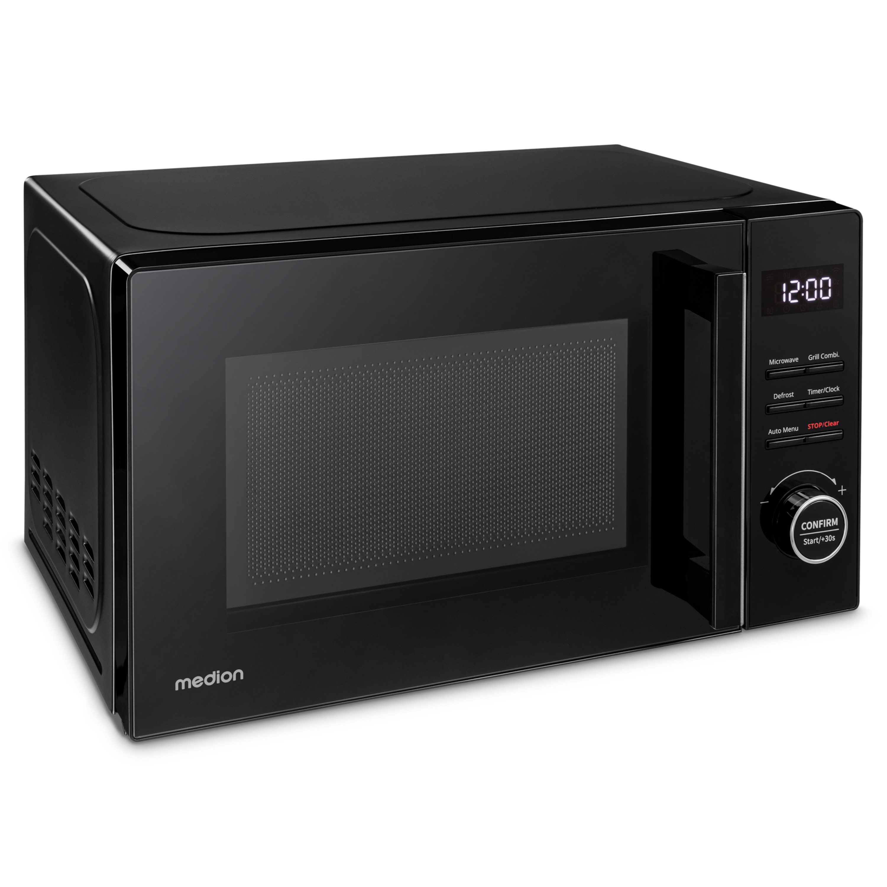 MEDION® LIFE® 2 in 1 Mikrowelle MD12021, 800 Watt Mikrowellenleistung, 1000 Watt Grillleistung, 9 Automatikprogramme, 20 L Kapazität, 5 Leistungsstufen, digitaler 95 min. Timer, Auftaufunktion