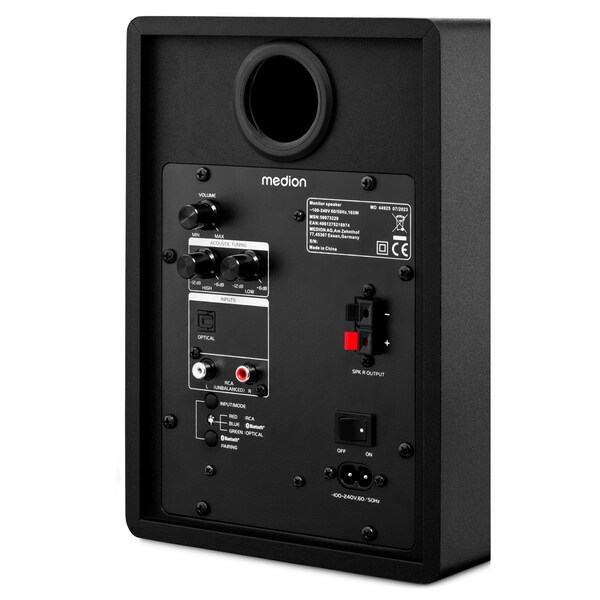 MEDION® LIFE P61925 Regallautsprecher, aktiver & passiver Lautsprecher, 2-Wege-System, Bluetooth® 5.0, Stereo-Sound mit integriertem Hochtöner und Subwoofer, 2 x 50 W RMS