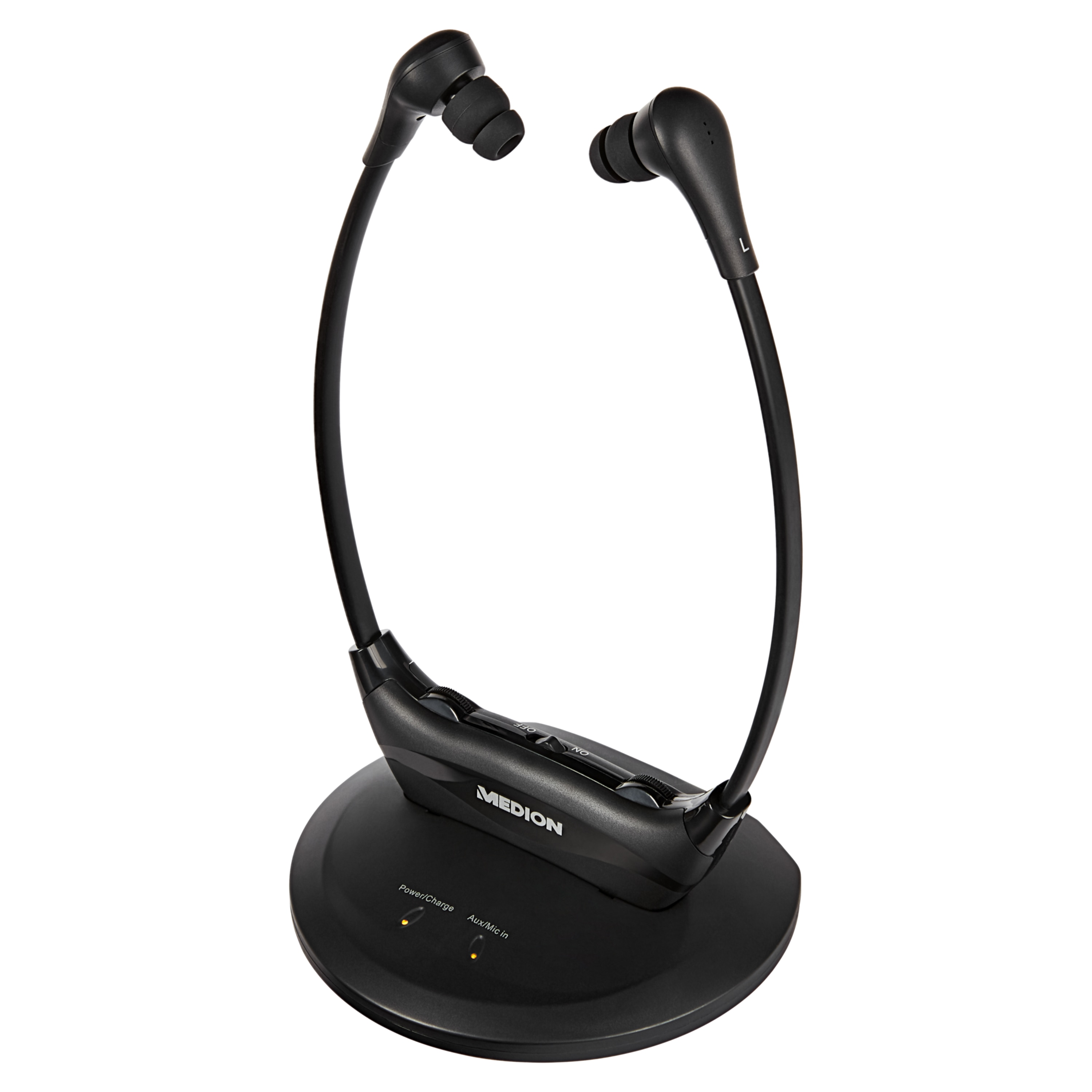 MEDION® LIFE® E62004 Stereo Funk-Hörsystem, Funkkopfhörer mit hoher Reichweite, bis zu 10 Std. Akkulaufzeit, hohe Lautstärke und gute Sprachwiedergabe, ideal für TV & Hörspiele