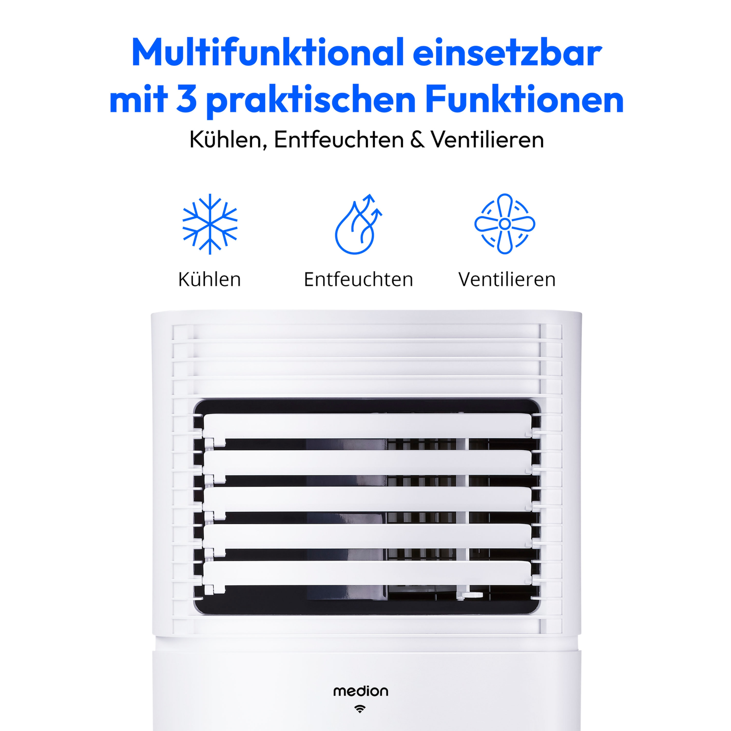 MEDION® LIFE® P701 Klimaanlage (MD 37672), Kühlen, Entfeuchten und Ventilieren, Kühlleistung 7.000 BTU, Kühlmittel R290, max. 25m², App- und Sprachsteuerung, Inkl. Fenster-Kit