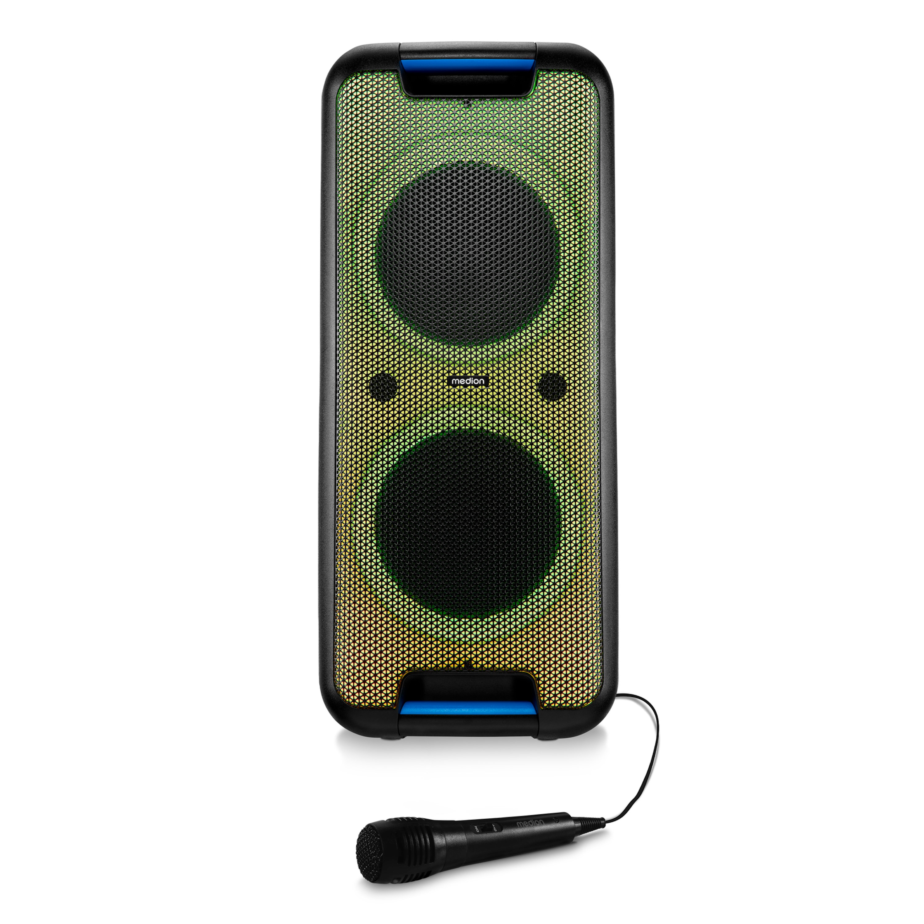 MEDION® LIFE® PX-1 Plus Partylautsprecher, tragbares Bluetooth® Soundsystem, verschiedene Lichteffekte, satter Sound, True Wireless Stereo Funktion, 2 x 50 W RMS
