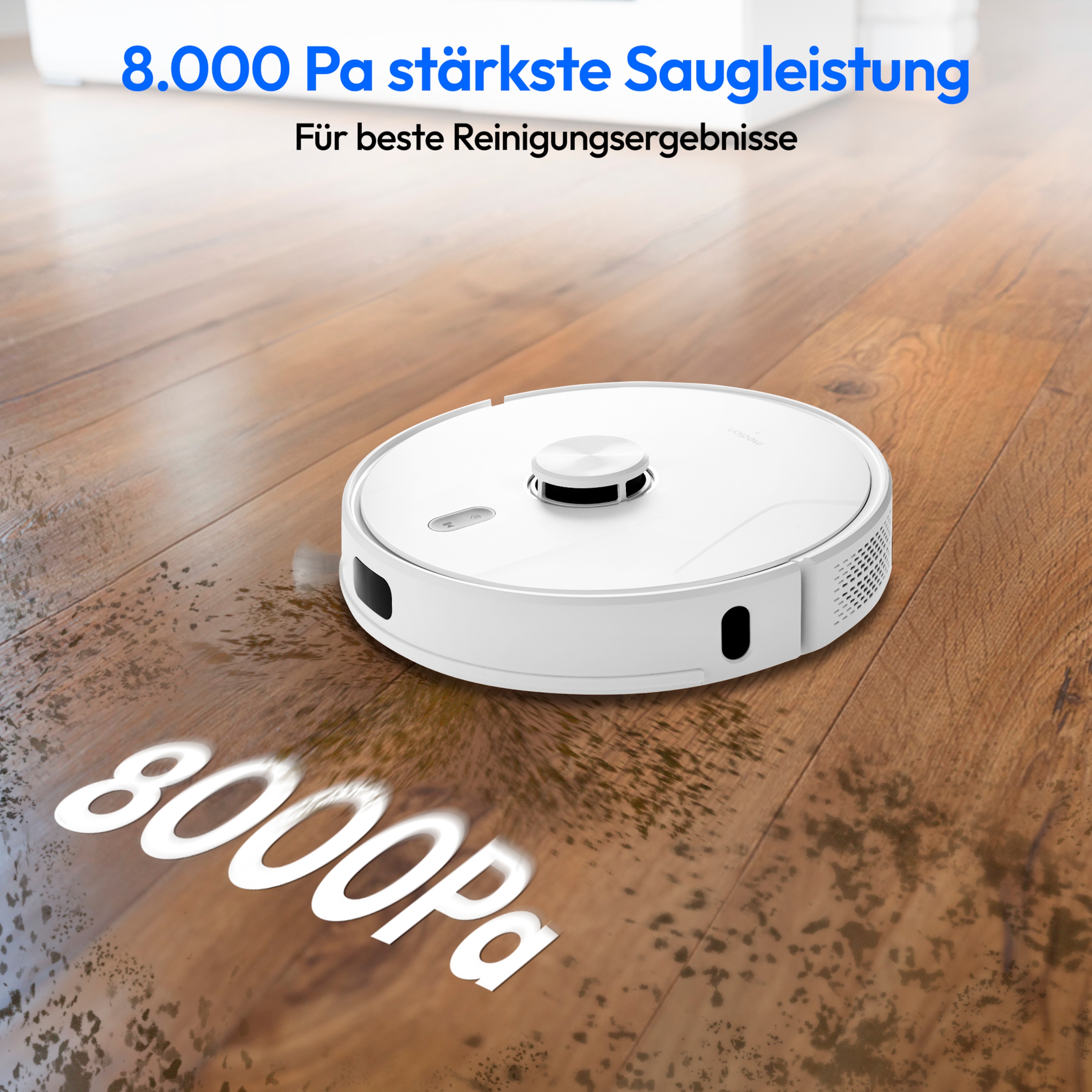 MEDION® Saugroboter mit Absaugstation X41 SW+, Wischfunktion, Lasernavigation, starke 8.000 Pa Saugkraft, No Go & Go Bereiche, präzise Kartenerstellung, mehrere Etagen