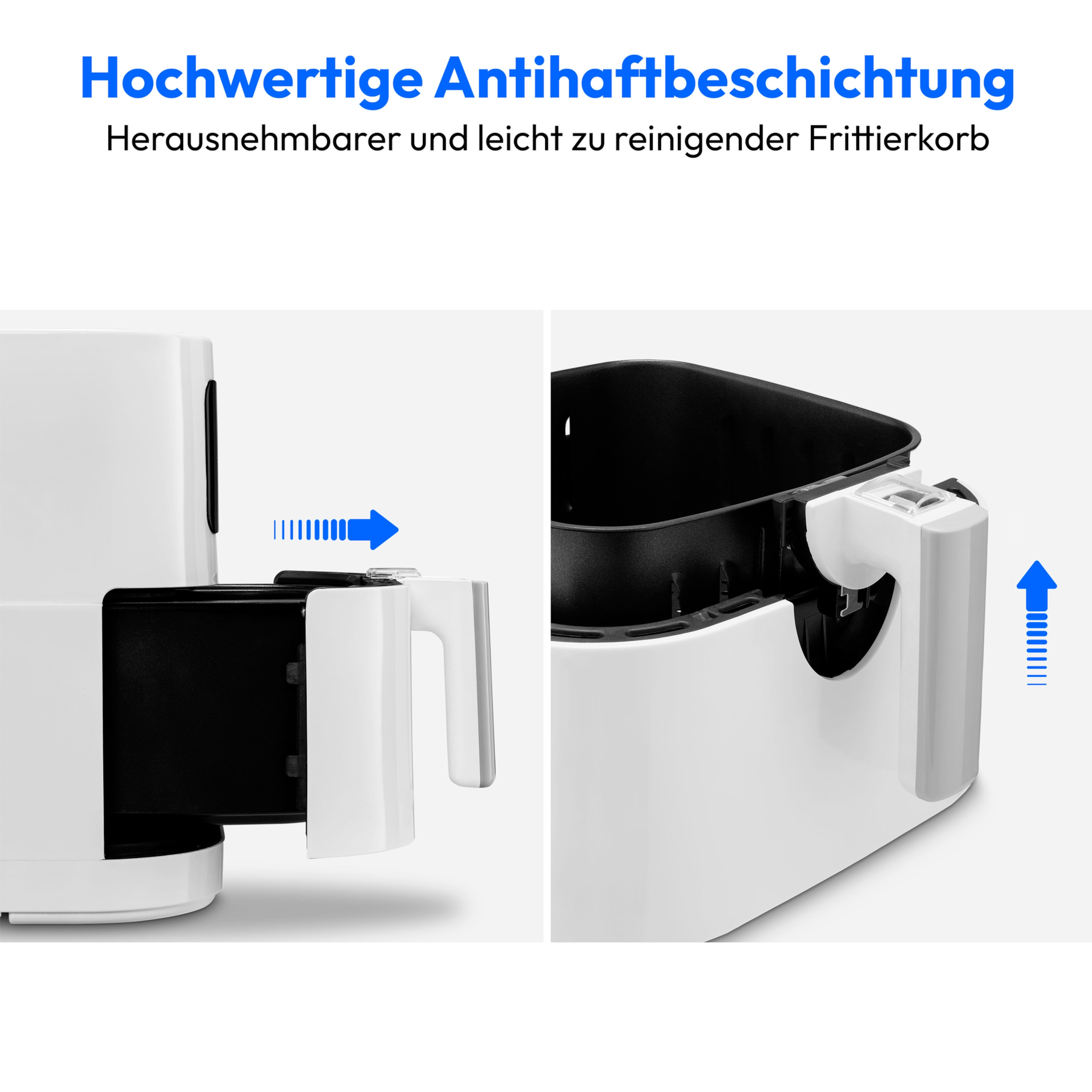 MEDION® LIFE® E40 XL Heißluftfritteuse MD 11740, 100 Rezepte in der Life+ App, ölfreies Frittieren, 9 Automatikprogramme, 5,2 L Korbvolumen
