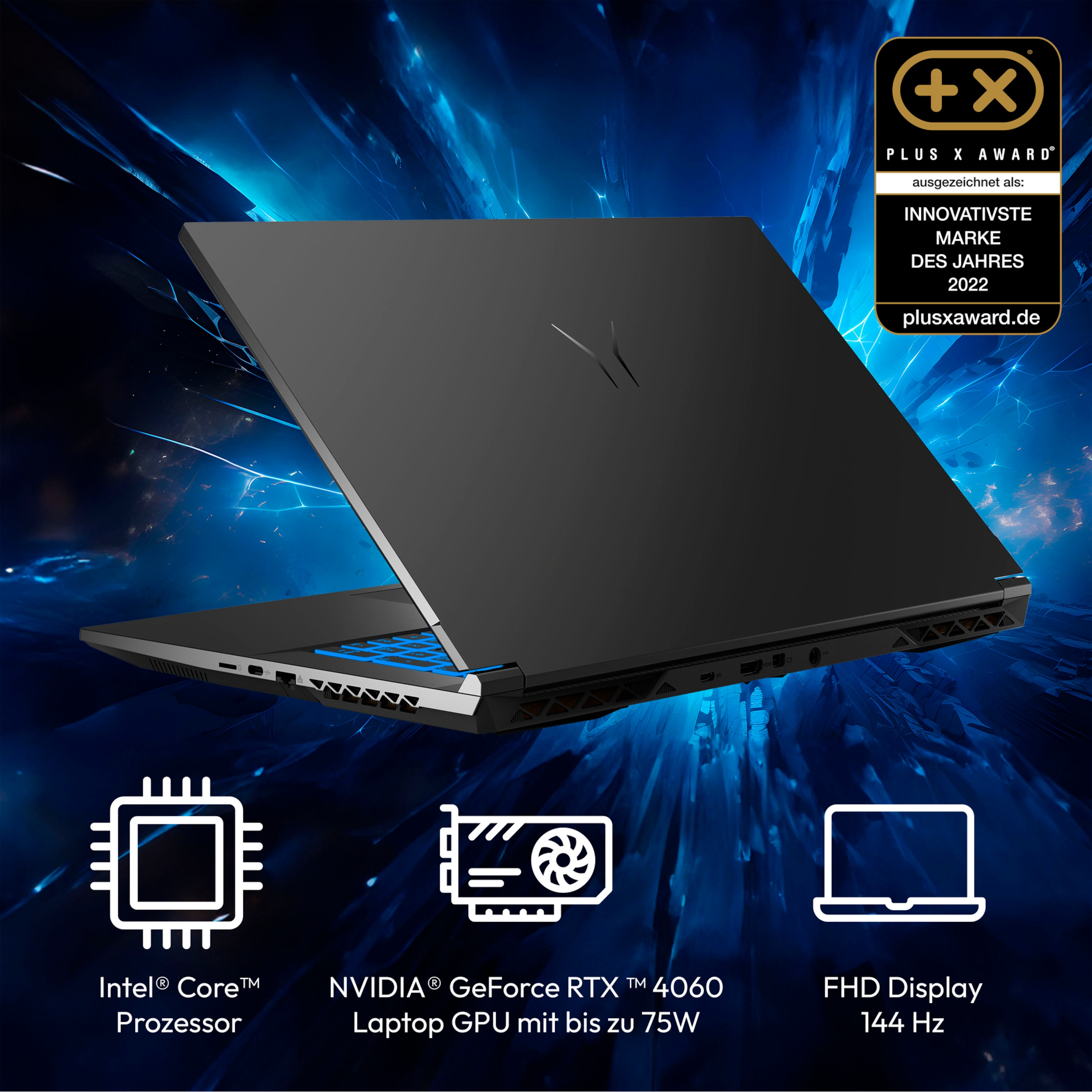 MEDION® ERAZER Defender P50i Core Gaming Laptop, Intel® Core™ i7-13620H, Windows 11 Home, 43,9 cm (17,3") FHD Display mit 144 Hz, NVIDIA® GeForce RTX™ 4060, 1 TB SSD, 16 GB RAM