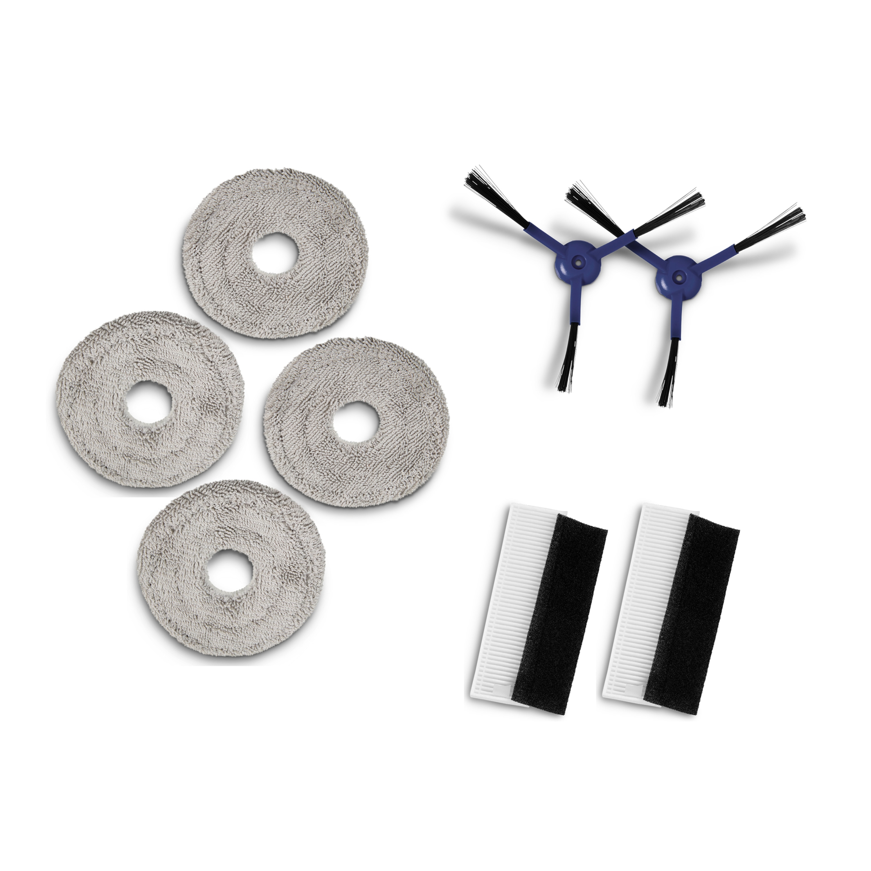 MEDION® Saugroboter Zubehörset 2 für den X51 SW+ (MD 100022), 2x Seitenbürste, 4x Wischmopp-Aufsatz, 2x HEPA-Filter mit Schwamm