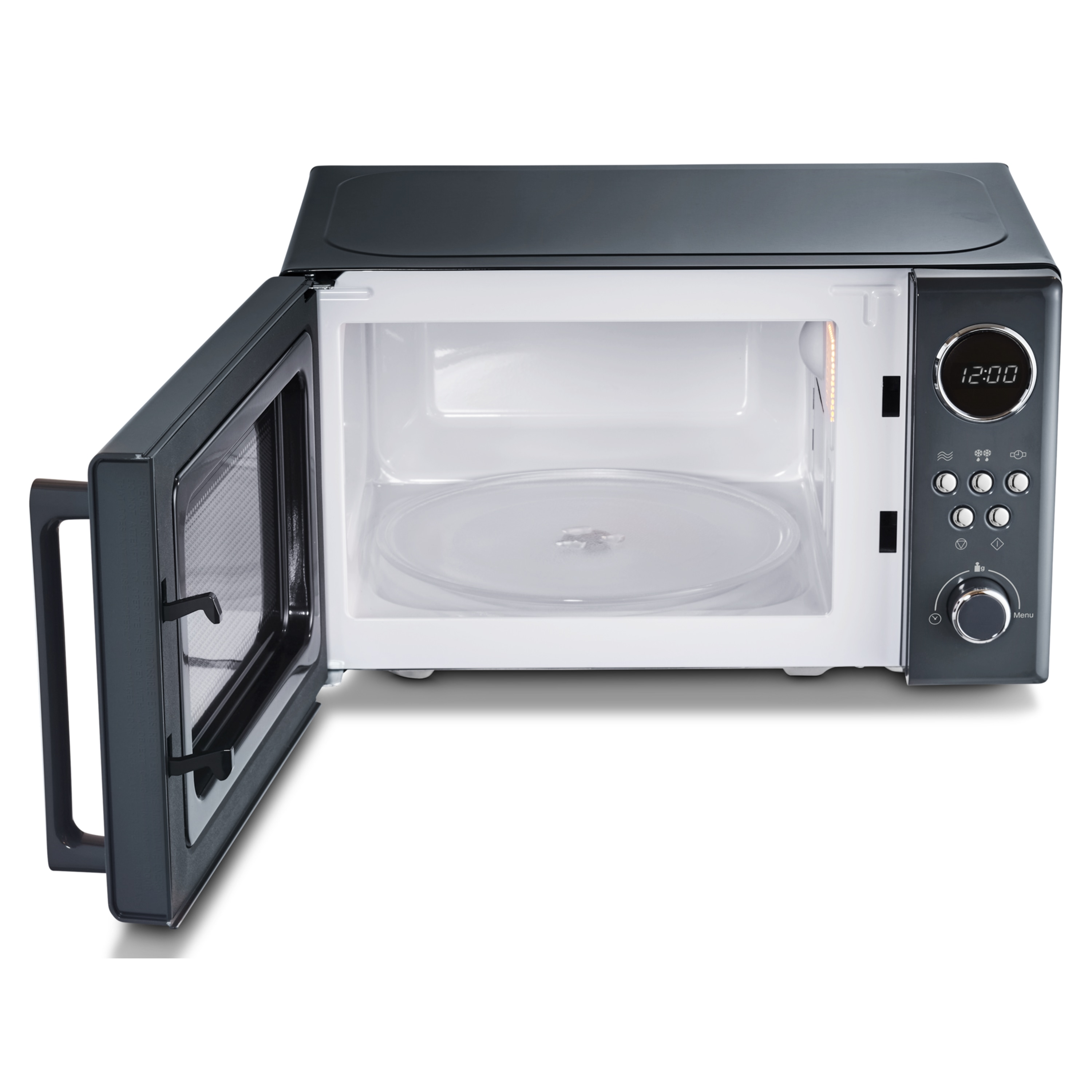 MEDION® Retro-Mikrowelle MD 15000, grau, 800 W Leistung, 20 L kompakt, 5 Mikrowellenstufen, Auftaufunktion, Timerfunktion, stilvolles Retro-Design