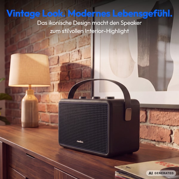 MEDION® LIFE BXO-1 Bluetooth® Lautsprecher schwarz, 2 x 15W RMS, integrierter Akku mit bis zu 15 Stunden Laufzeit, Bluetooth® 5.3, robustes & mobiles Design