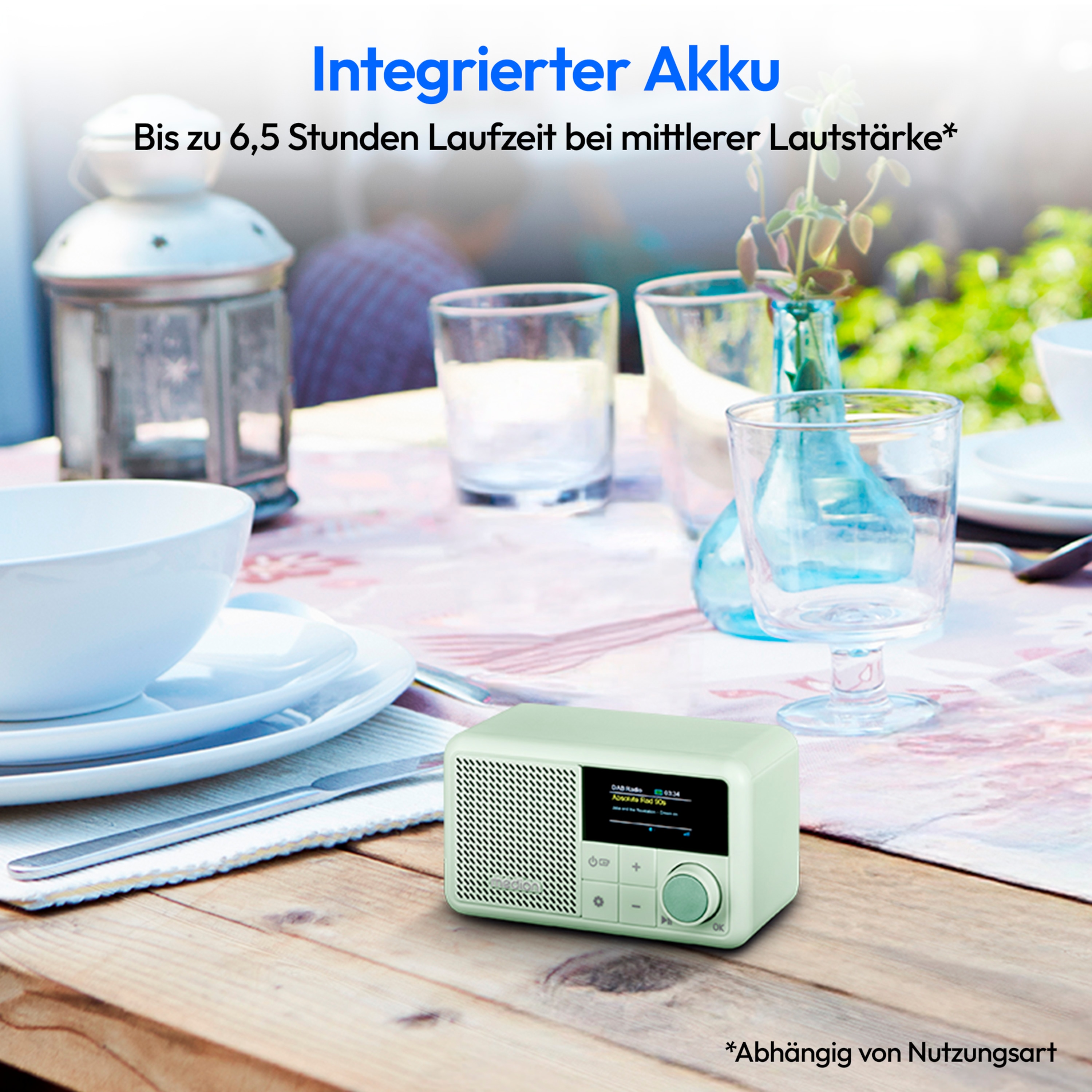MEDION® LIFE® S66822 Tragbares DAB+ Radio, Farb-TFT Display 3,73 cm (1,47''), DAB+/UKW-Radio (je 40 Senderspeicher), Bluetooth® 5.3, integrierter Akku, extra kompakt, 2 W RMS