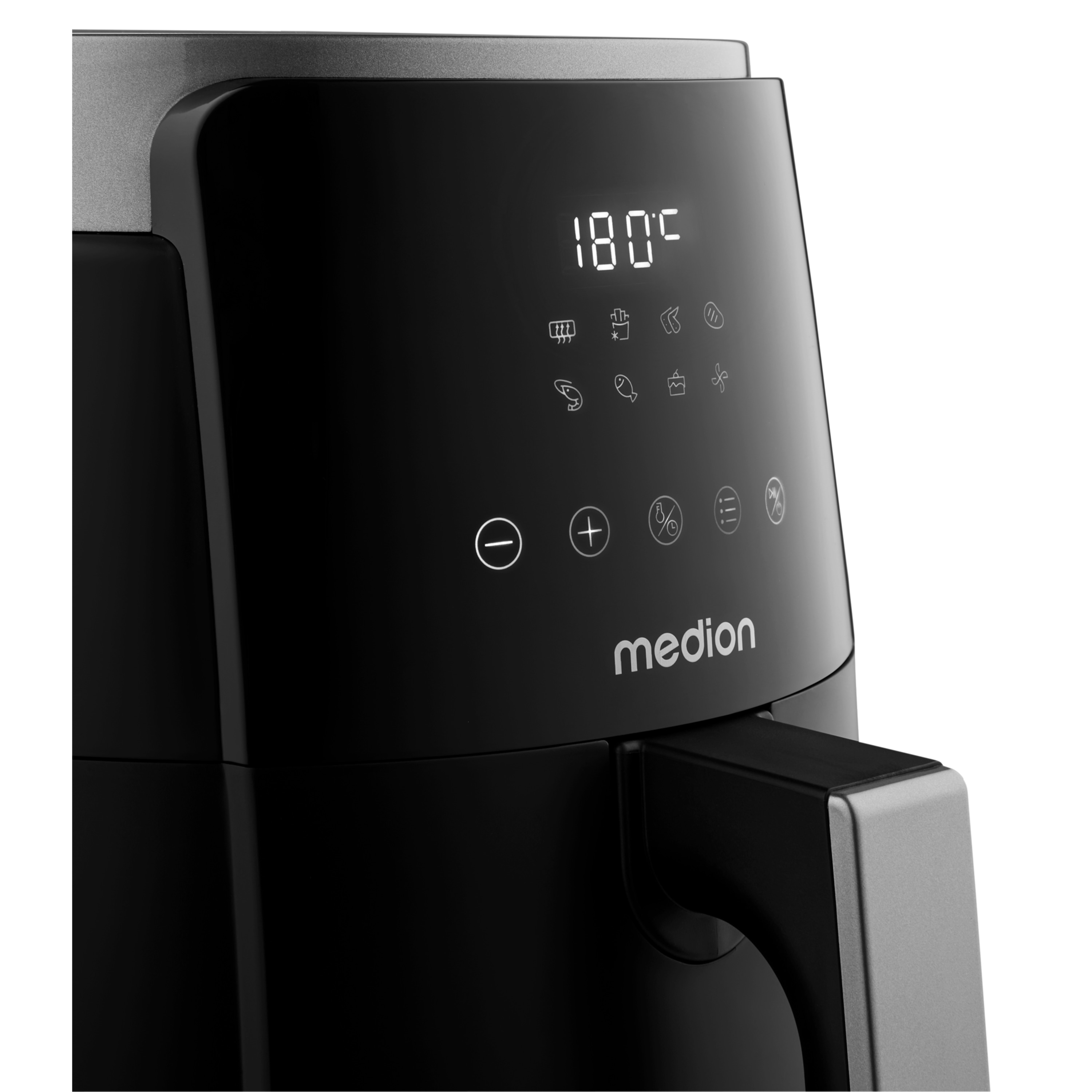 MEDION® LIFE HeißluftFritteuse P40 L (MD13030), 100 Rezepte in der Life+ App¹, Touch-Sensor- Bedienfeld, 4,7 Liter Fassungsvermögen, 8 Automatikprogramme,1.500 Watt, 60 min. Timer, 100