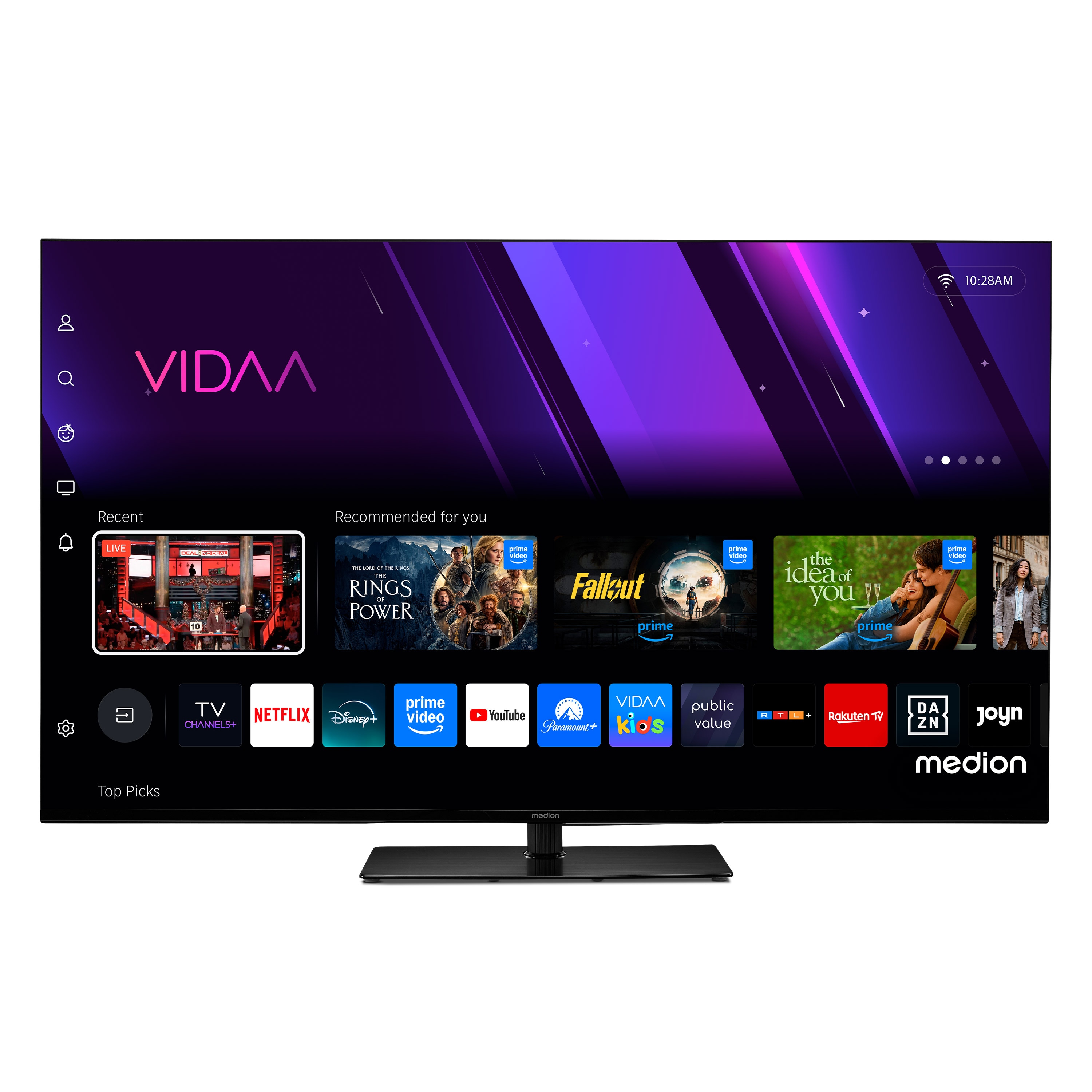 MEDION® LIFE® X8502501 (MD 850300) LCD Smart-TV, 125,7 cm (50'') Ultra HD Display, HDR, Dolby Vision®, MEMC, PVR ready, VIDAA App Store, NETFLIX, Disney+, Paramount+ & Amazon Prime Video App, Bluetooth®, DTS X, Dolby Atmos®, HD Triple Tuner