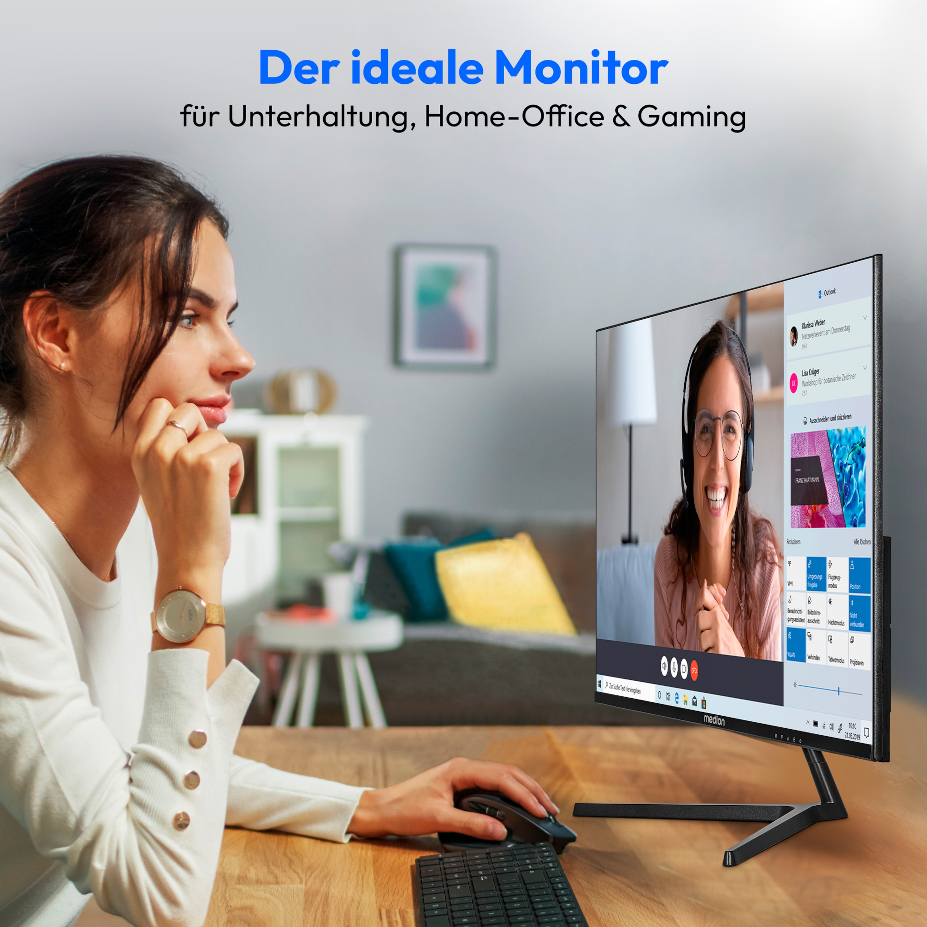 MEDION® AKOYA® P52726 (MD 20154) Widescreen Monitor, 68,6 cm (27''), Full HD Display, HDR10, HDMI und rahmenloses Design